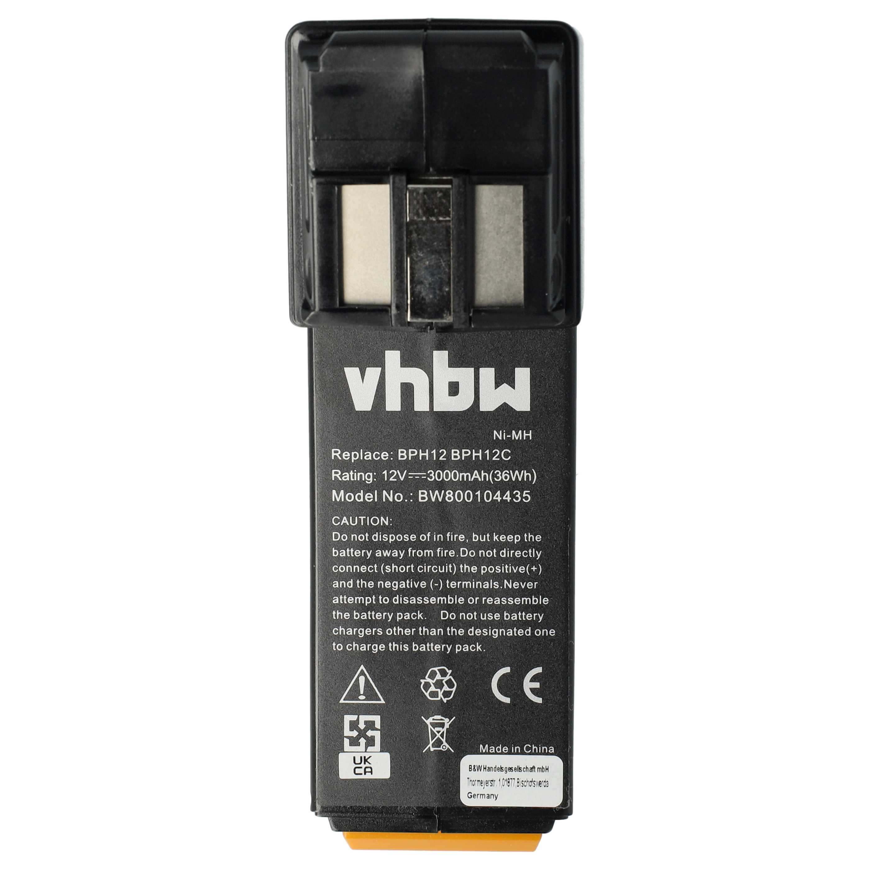 2x Battery replaces Festo Festool 487512, 486831, 488438, 487701 Electric Power Tool - 3000 mAh, 12 V, NiMH