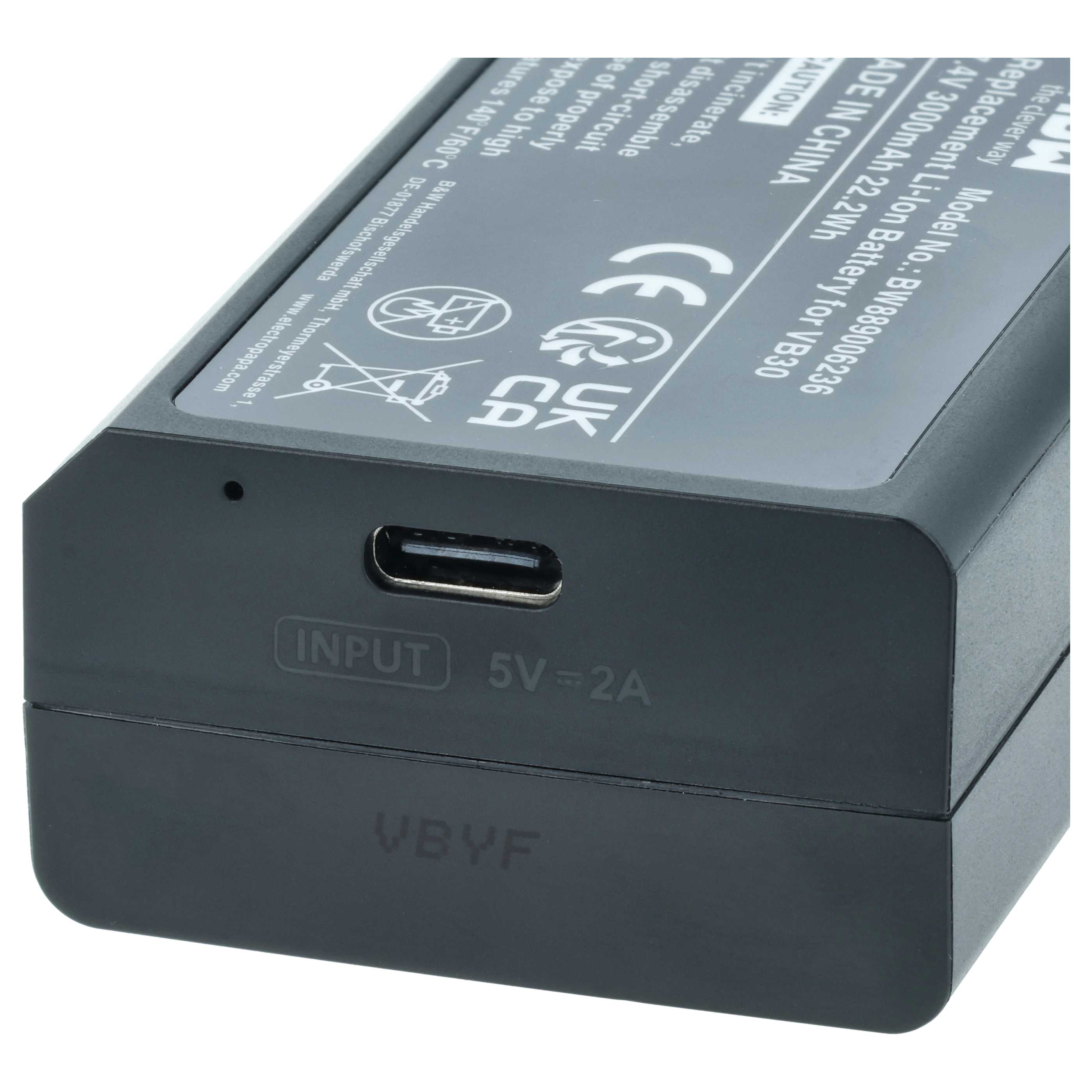 Camera Flash Unit 2x Battery replaces Godox VB30 - 3000 mAh 7.4 V Li-Ion
