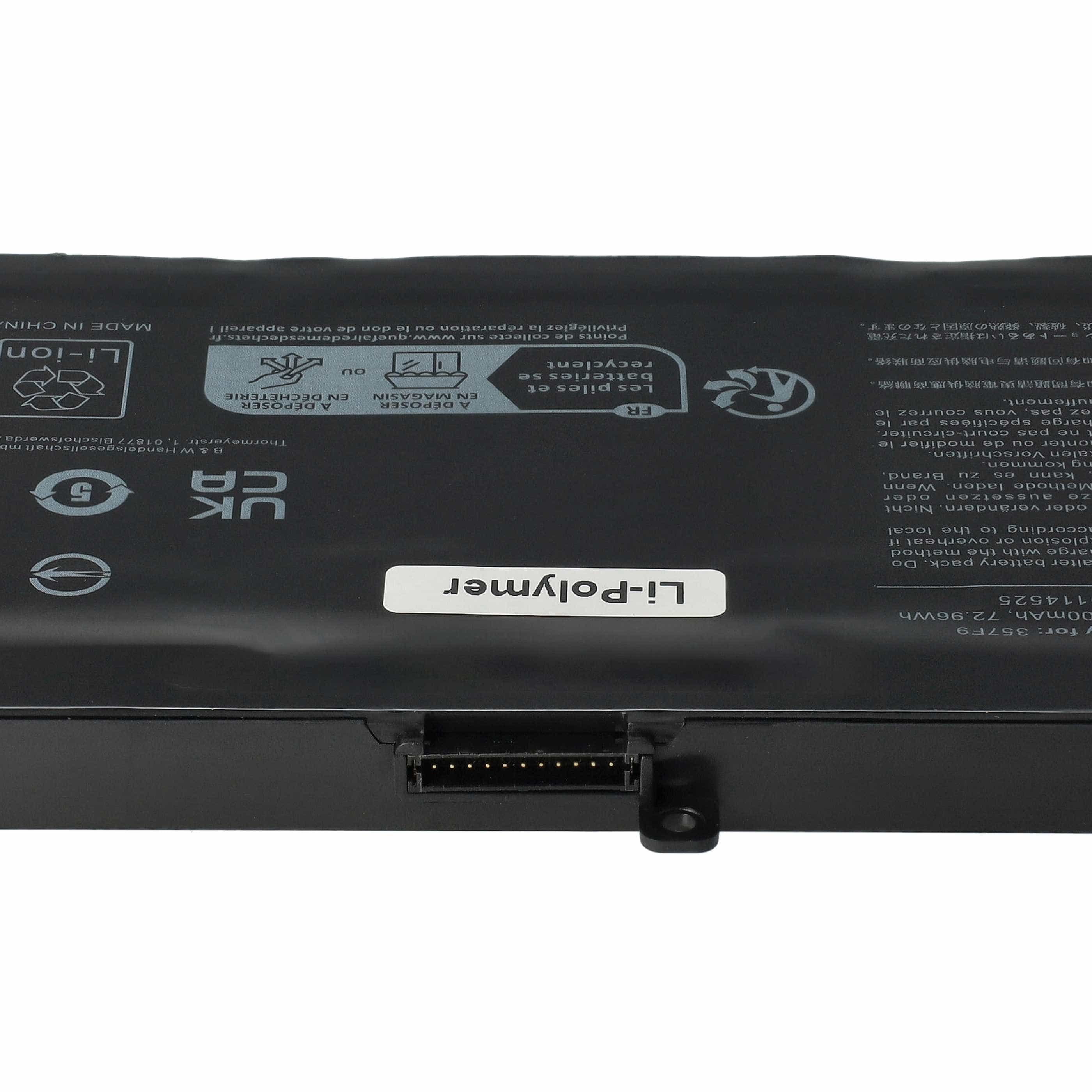 Batteria sostituisce Dell 71JF4, P57F002, 00GFJ6, 071JF4, 357F9 per notebook - 6400mAh 11,4V Li-Poly nero