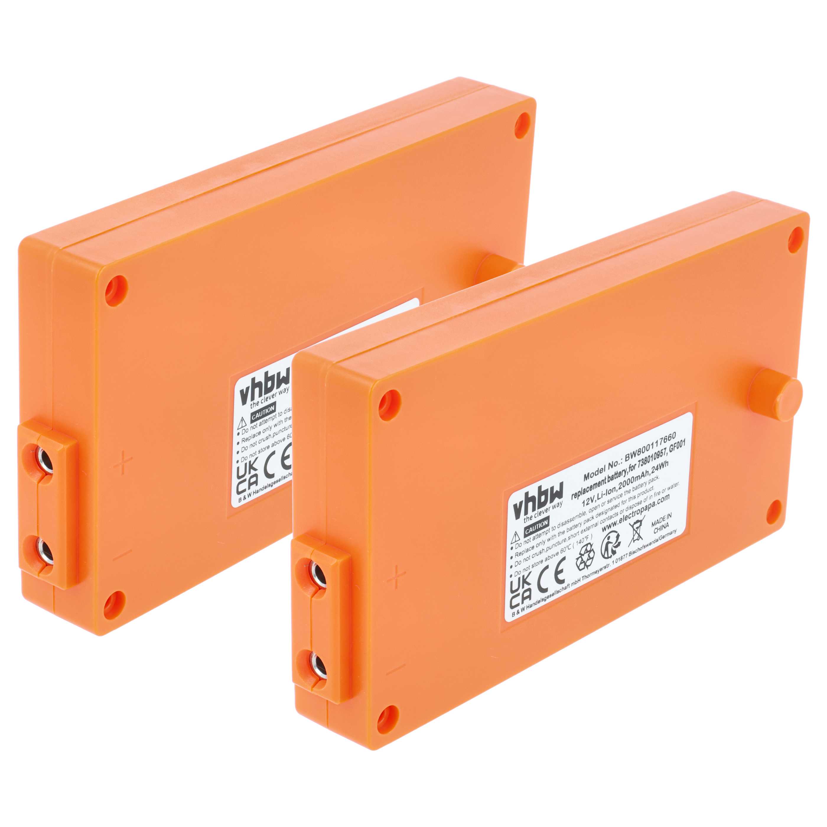 2x Akumulator do zdalnego sterowania zamiennik Gross Funk GF001, 738010957, 100-000-134 - 2000mAh 12V Li-Ion