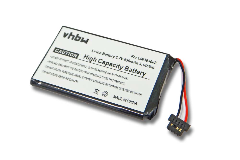Batterie remplace Navigon LIN363002 pour navigation GPS - 850mAh 3,7V Li-ion