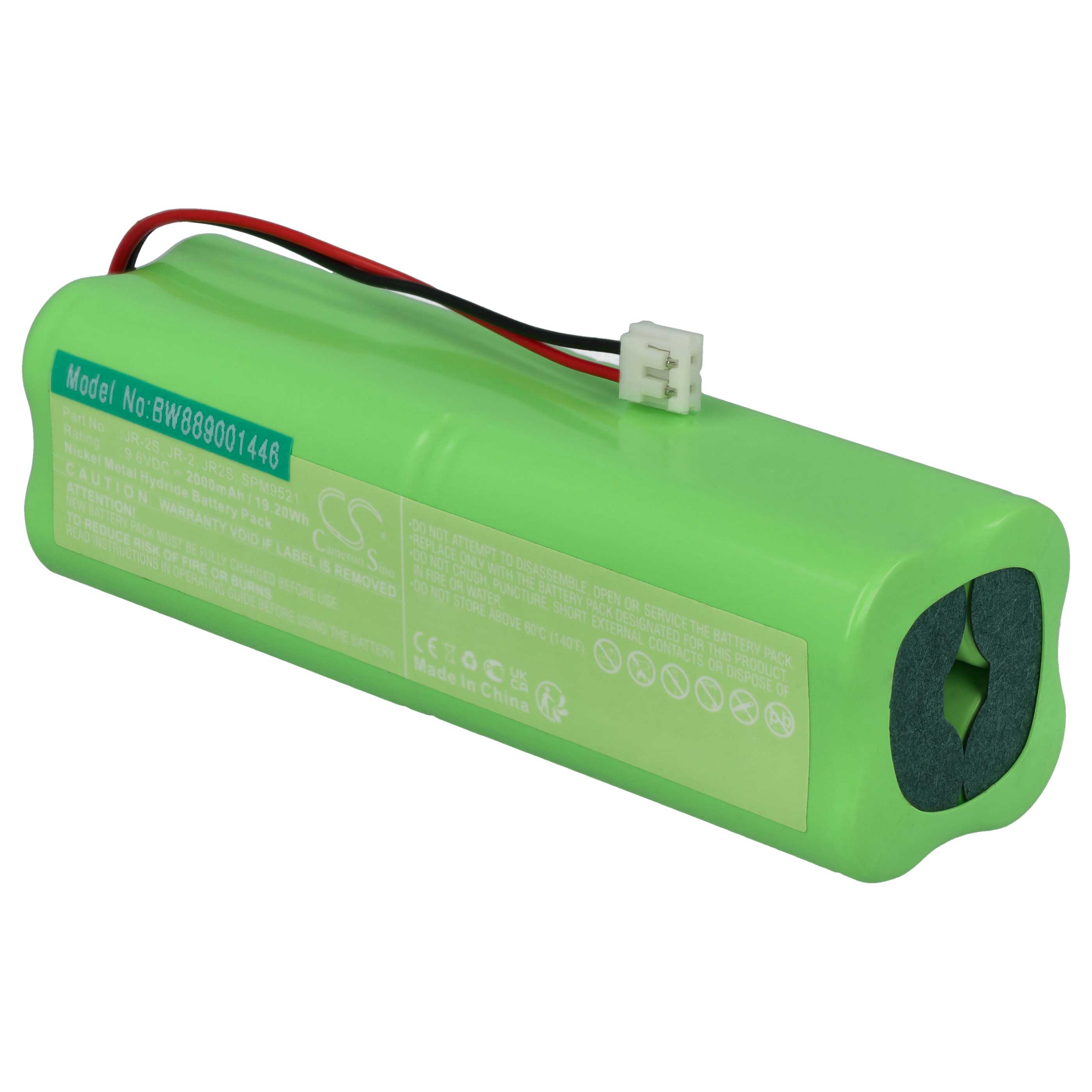 2 Batteries remplace Spektrum JR-2, JR-2S, JR-A, JR2, JR2S pour manette de drone Spektrum - 2000mAh 9,6V NiMH