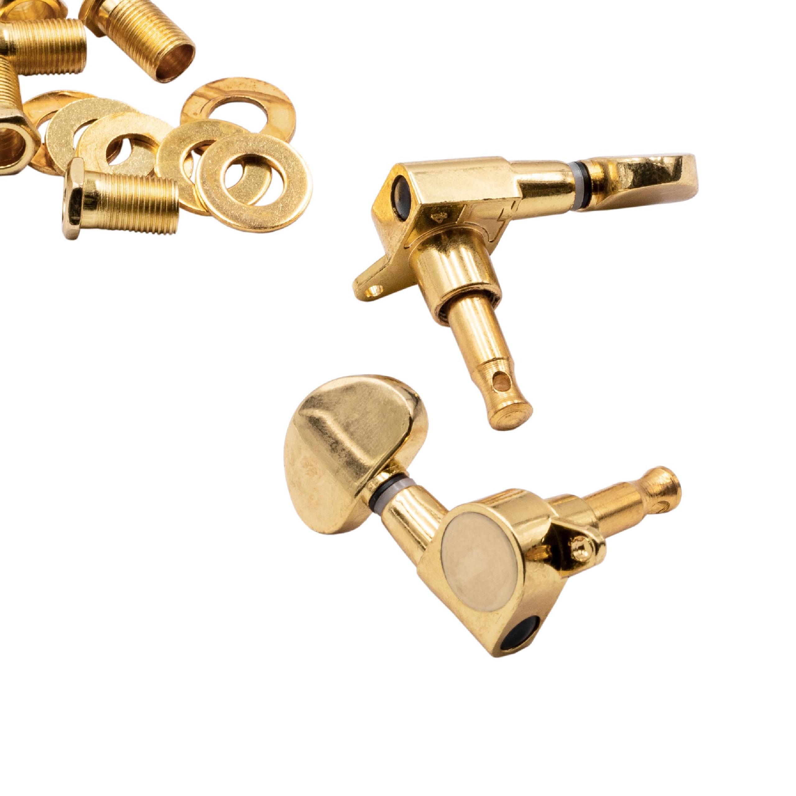Guitar Tuner Key Caps 3R3L suitable for acoustic guitar - 10 mm peg hole, gold