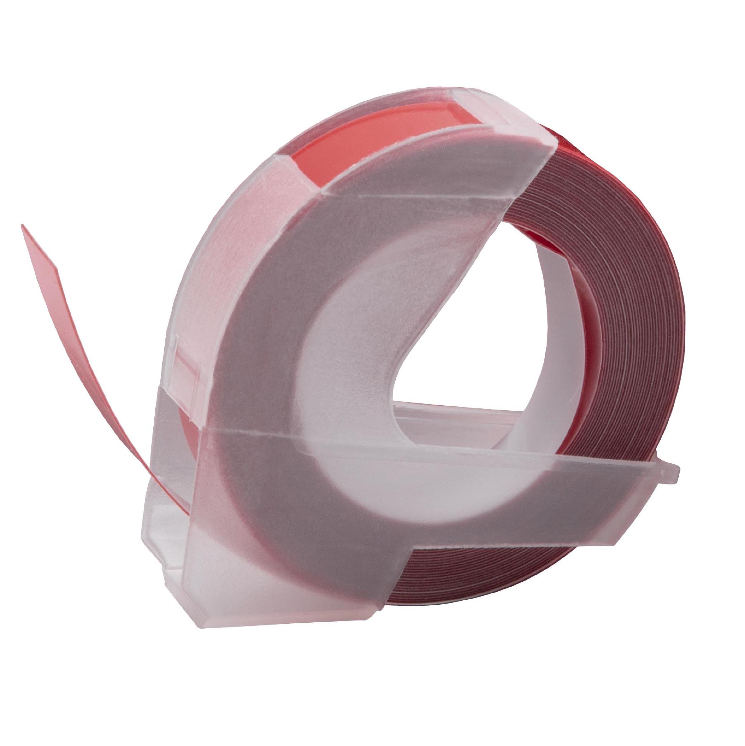 3D Embossing Label Tape as Replacement for Dymo 520102, S0898150 - 9 mm White to Red