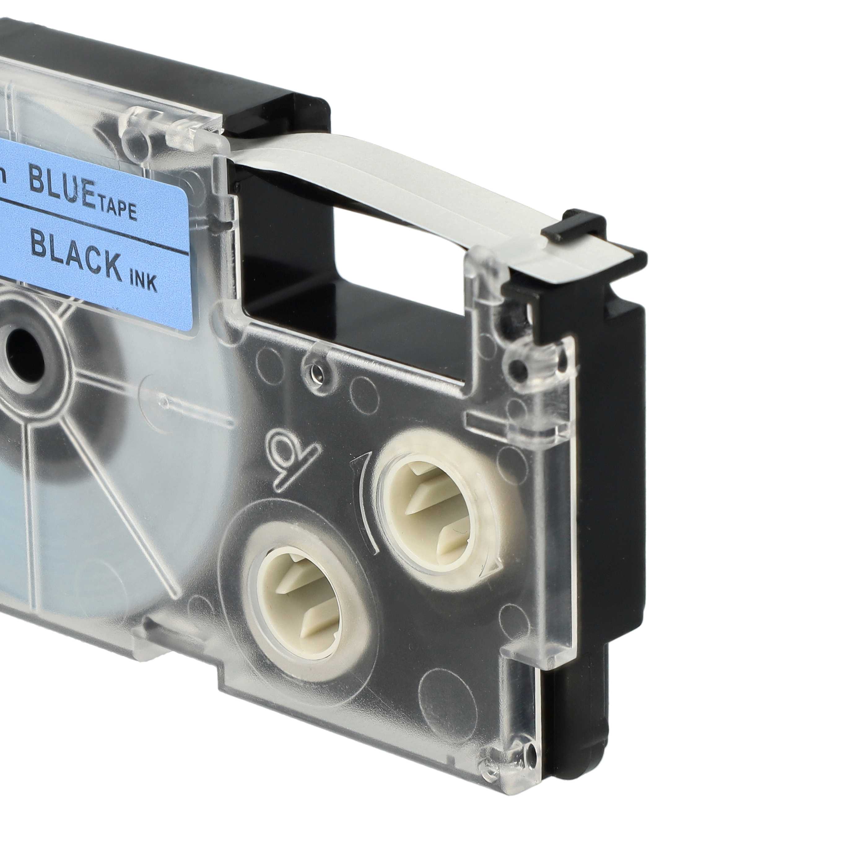 Label Tape as Replacement for Casio XR-9BU1, XR-9BU - 9 mm Black to Blue