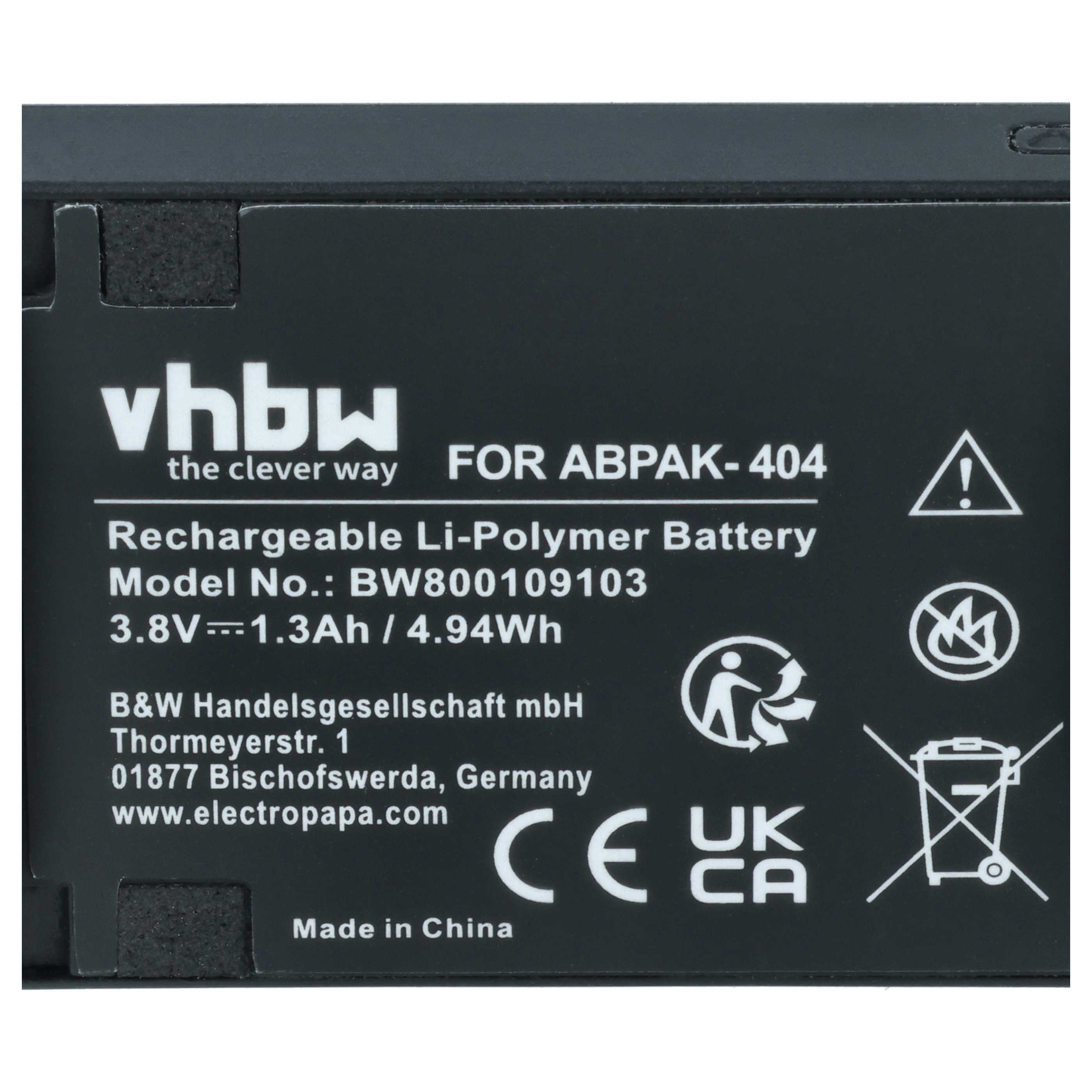 Videokamera-Akku (2 Stück) als Ersatz für GoPro ABPAK-404, BacPac 3661-093 für GoPro - 1240mAh 3,8V Li-Polymer