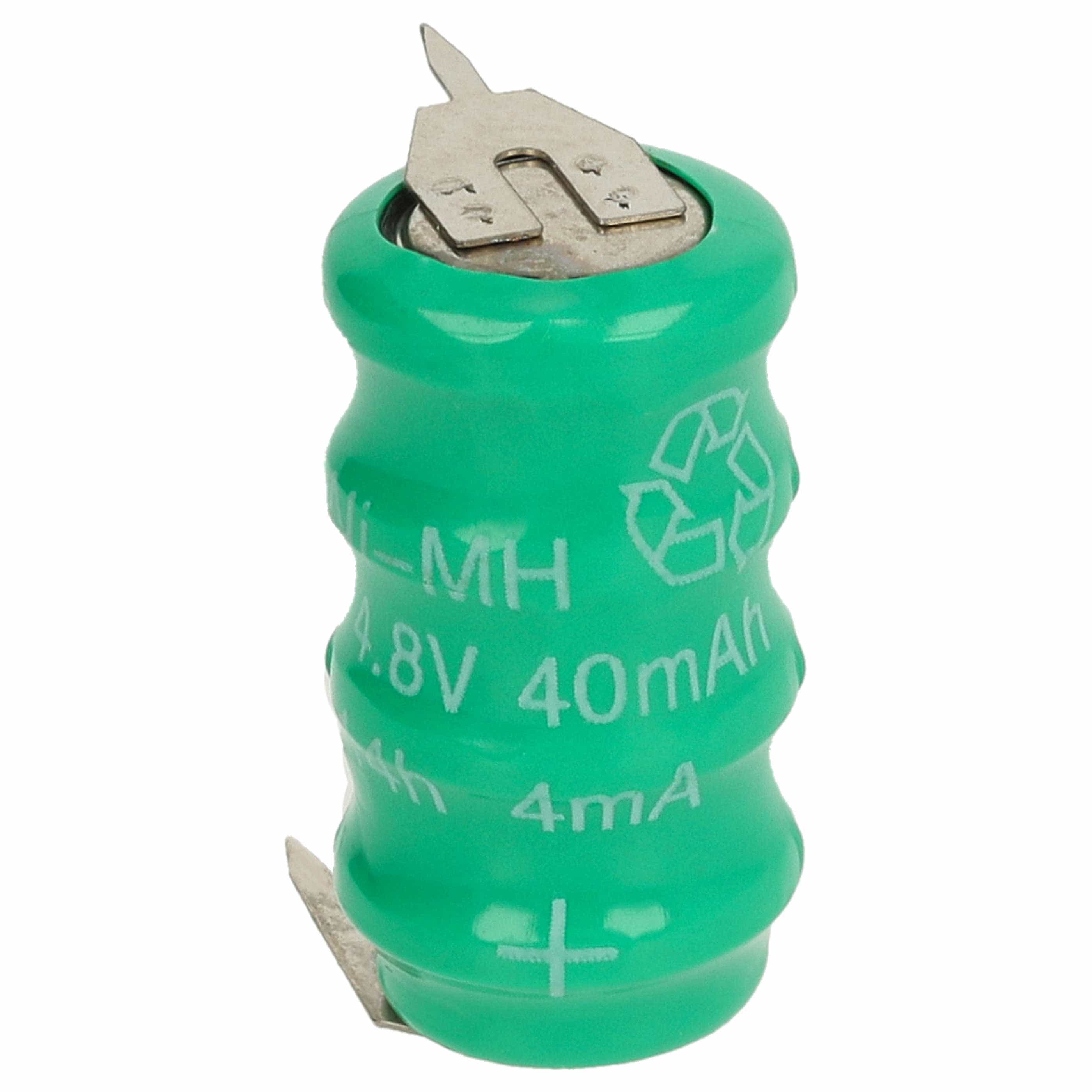 5x Button Cell Battery Type V40H 3 Pins for Model Building Solar Lamps etc. - 40 mAh 4.8 V NiMH