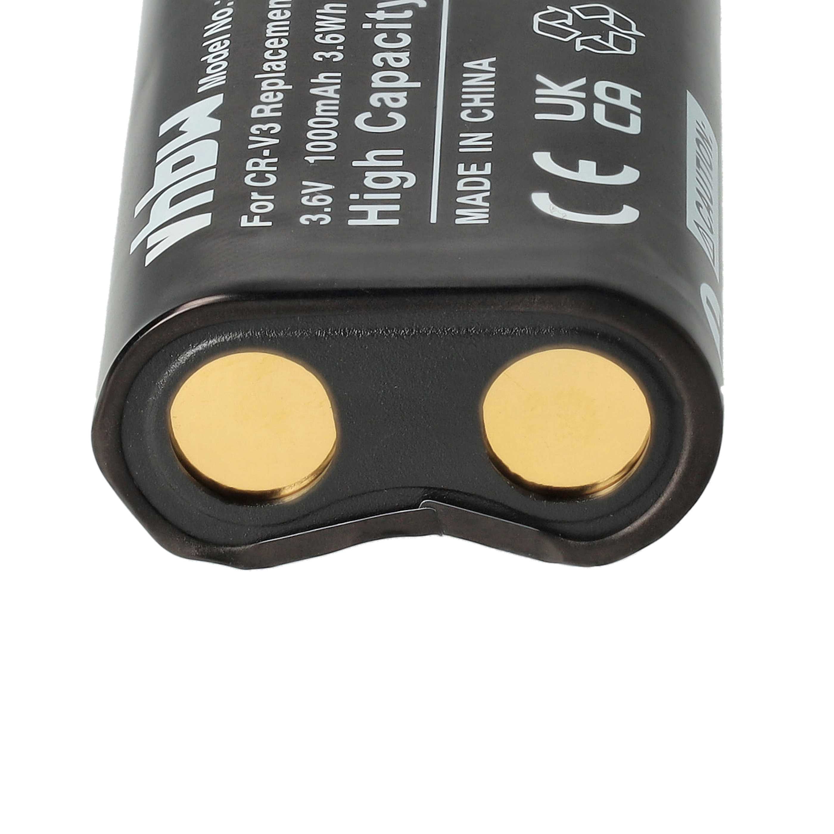3x Battery replaces RV3, RCR-V3, LB01, LB-01, CR-V3P, CR-V3 - 1000mAh, 3.6V, Li-Ion