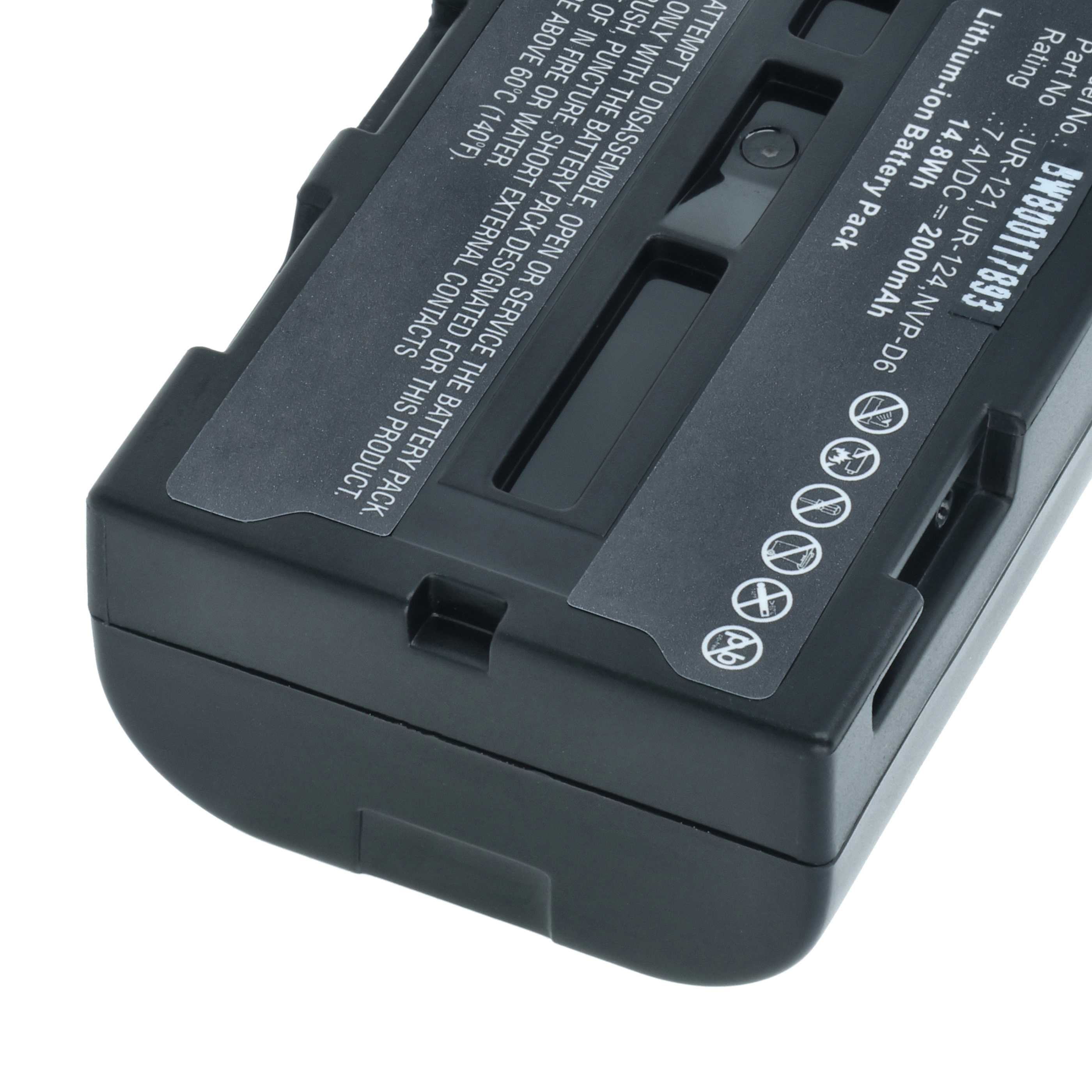 3x Batería reemplaza Sanyo UR-121D, UR-124D, UR-124, UR-121, NVP-D6 para cámara - 2000 mAh 7,4 V Li-Ion