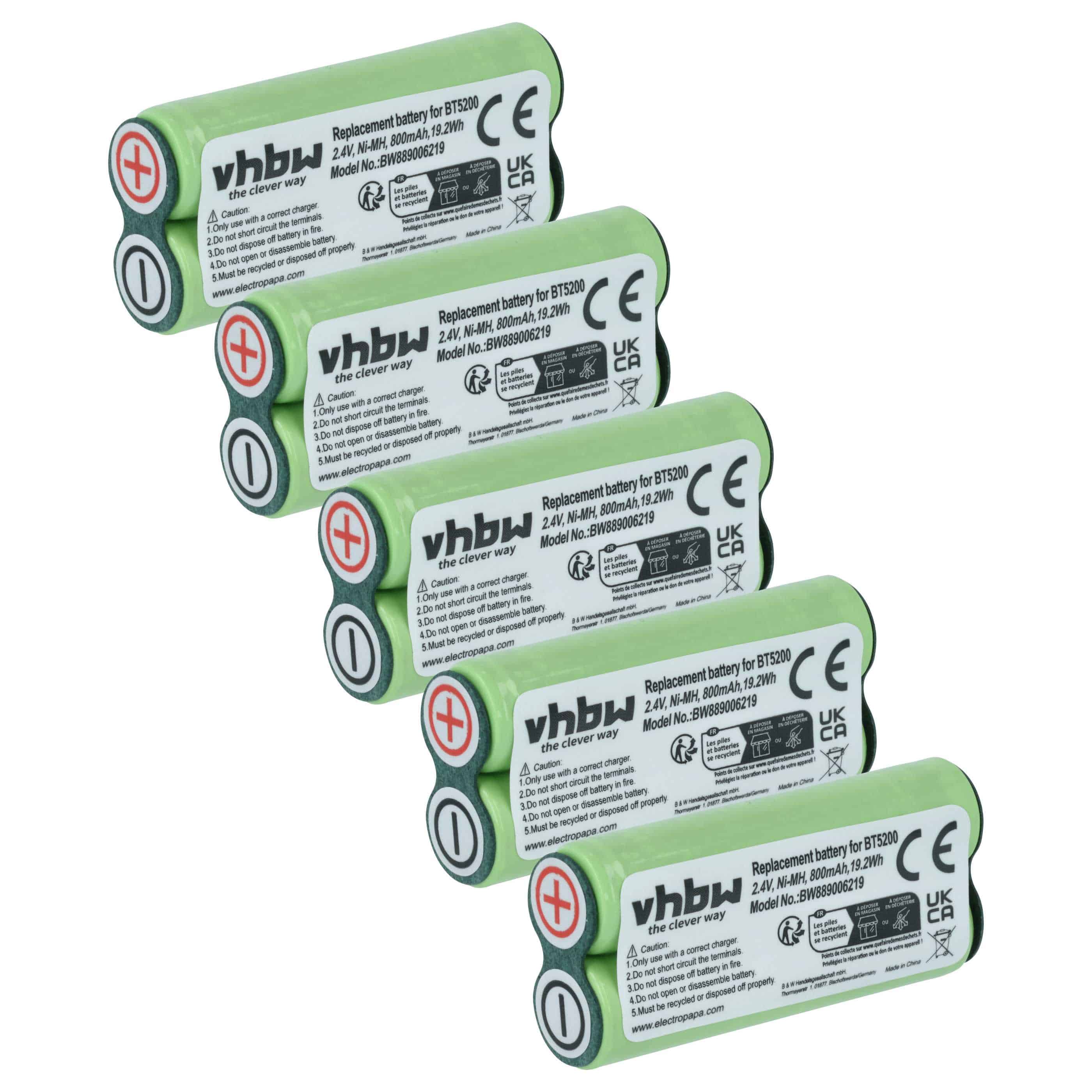 5x Akumulator do maszynki do strzyżenia zamiennik Braun 31198189 - 800 mAh 2,4 V NiMH
