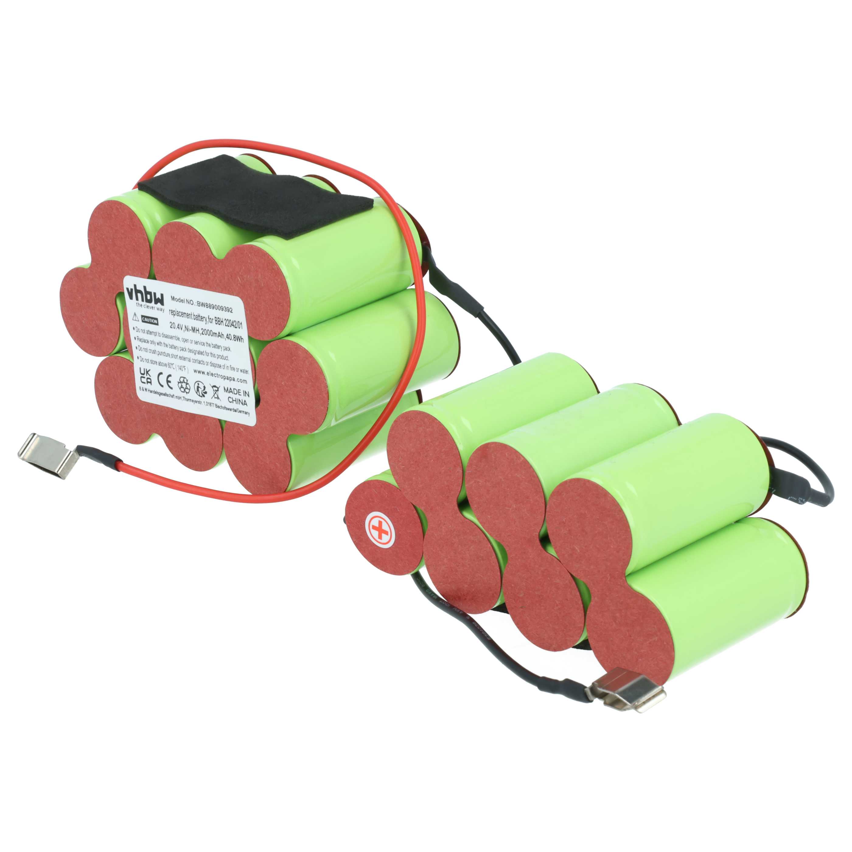 Akku für Staubsauger wie Bosch BBBH 22042, BBH 22042/01, ersetzt 11008882, Ni-MH, 20.4 V, 2000 mAh