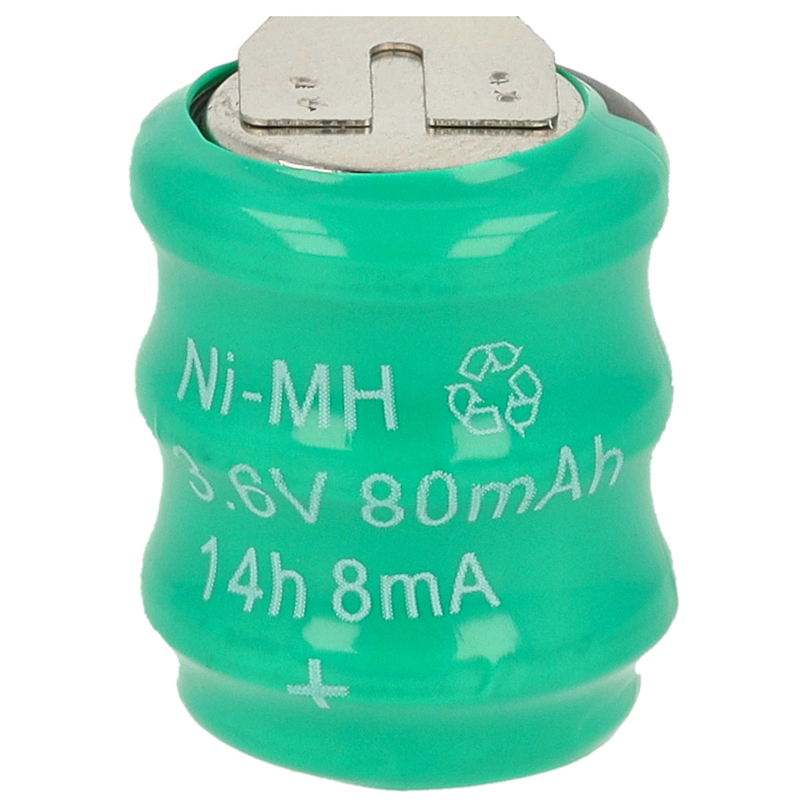 Button Cell Battery Type V80H 3 Pins for Model Building Solar Lamps etc. - 80 mAh 3.6 V NiMH