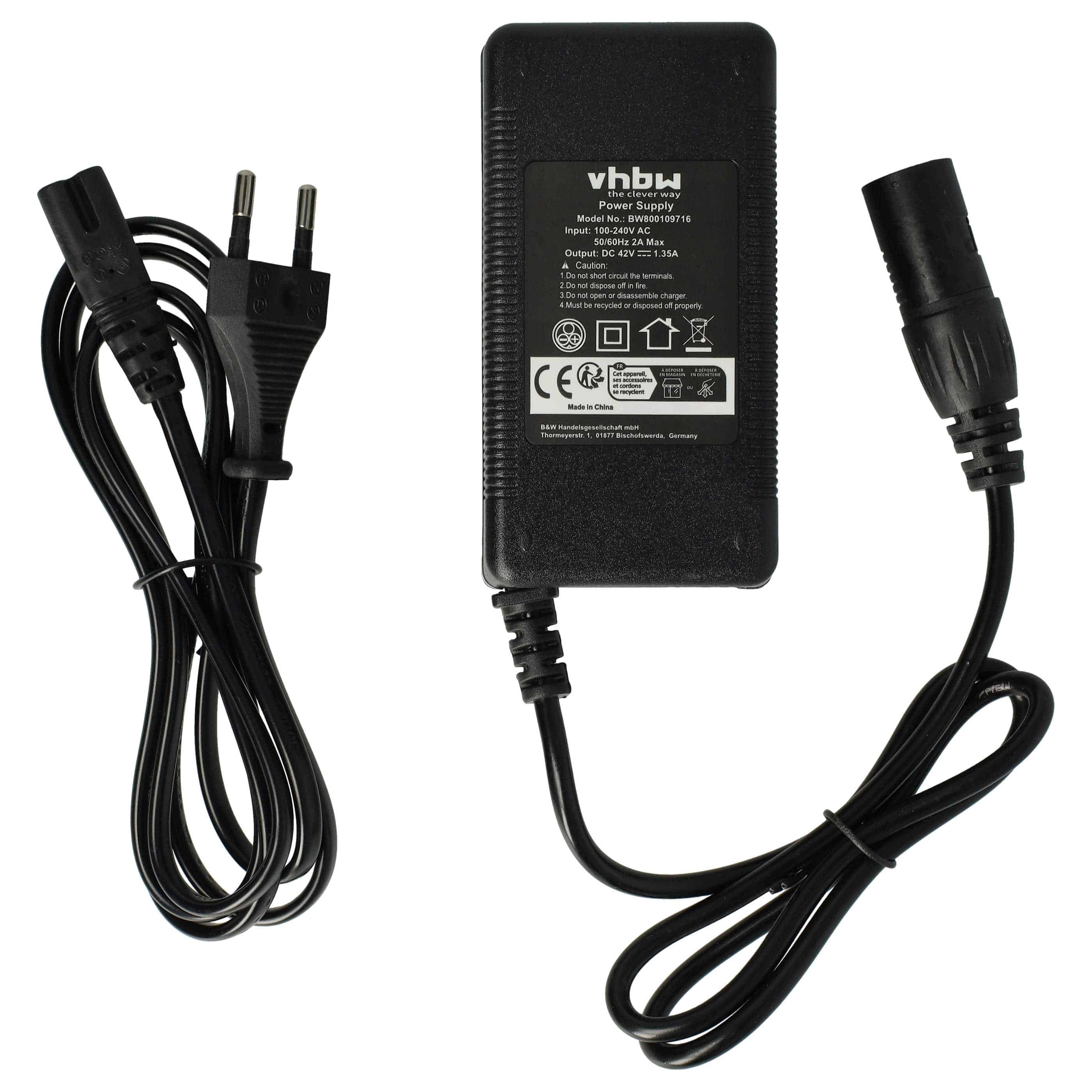 Charger suitable for Prophete Li-Ion E-Bike Battery etc. - For 36 V Batteries, With 3 Pin Connector, With XLR 