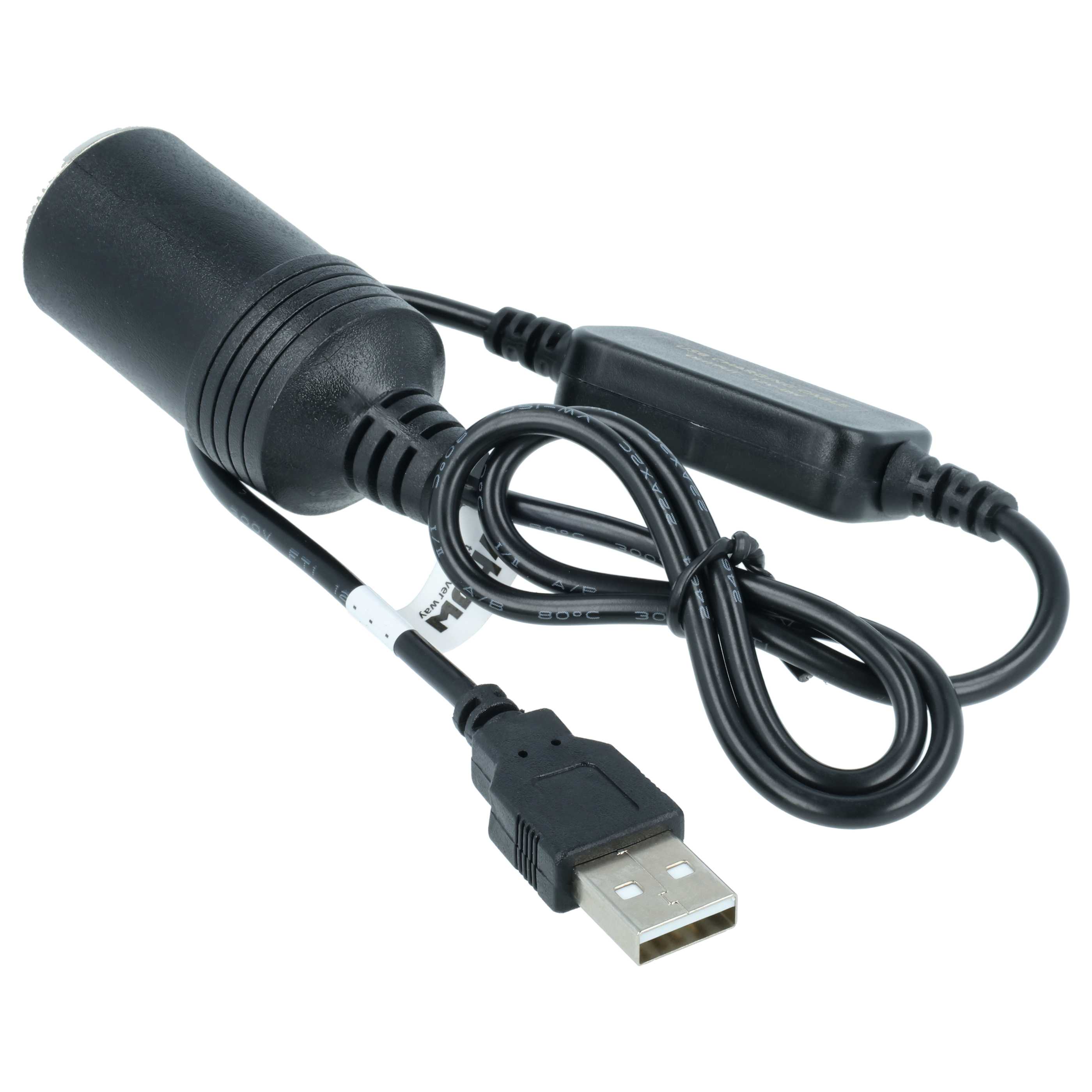 USB Zigarettenanzünder Adapter - 5V auf 12V Konverterkabel, USB-A auf 12V Buchse, 60 cm