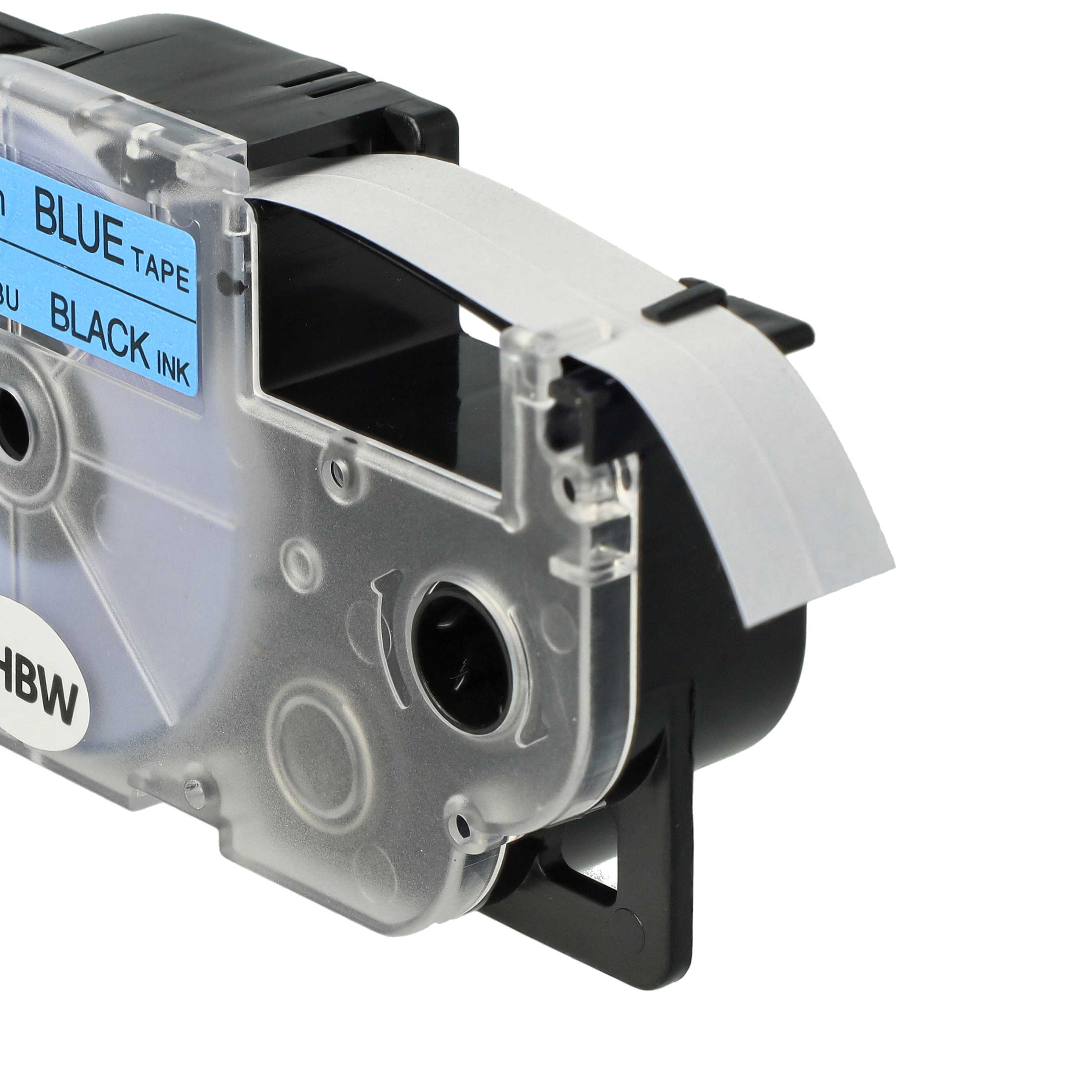 Label Tape replaces Casio XR-12BU, XR-12BU1 - 12 mm Black to Blue