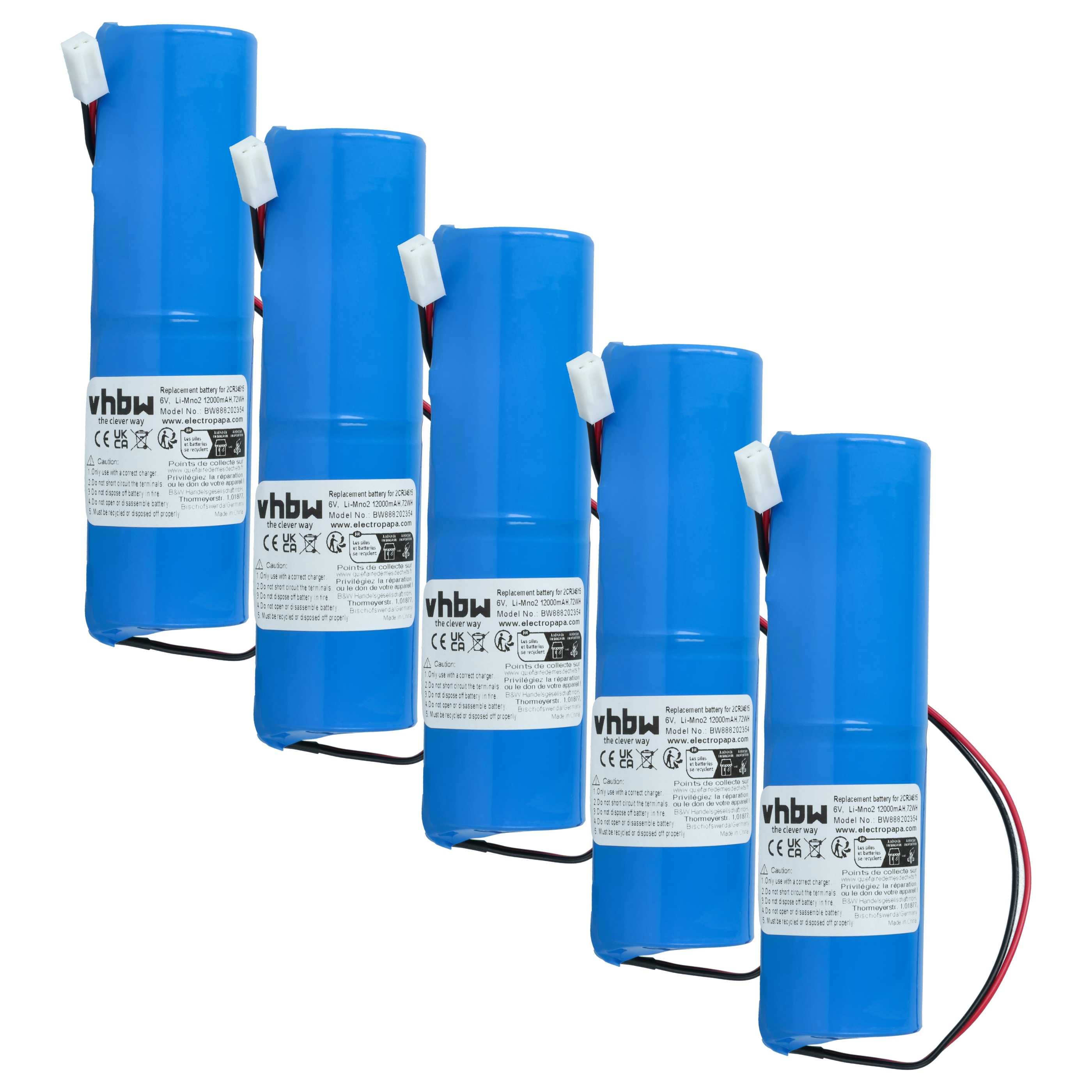 Alarmanlage-Batterie (5 Stück) als Ersatz für Jablotron 2CR34615 für Jablotron - 12000mAh 6V Li-MnO2