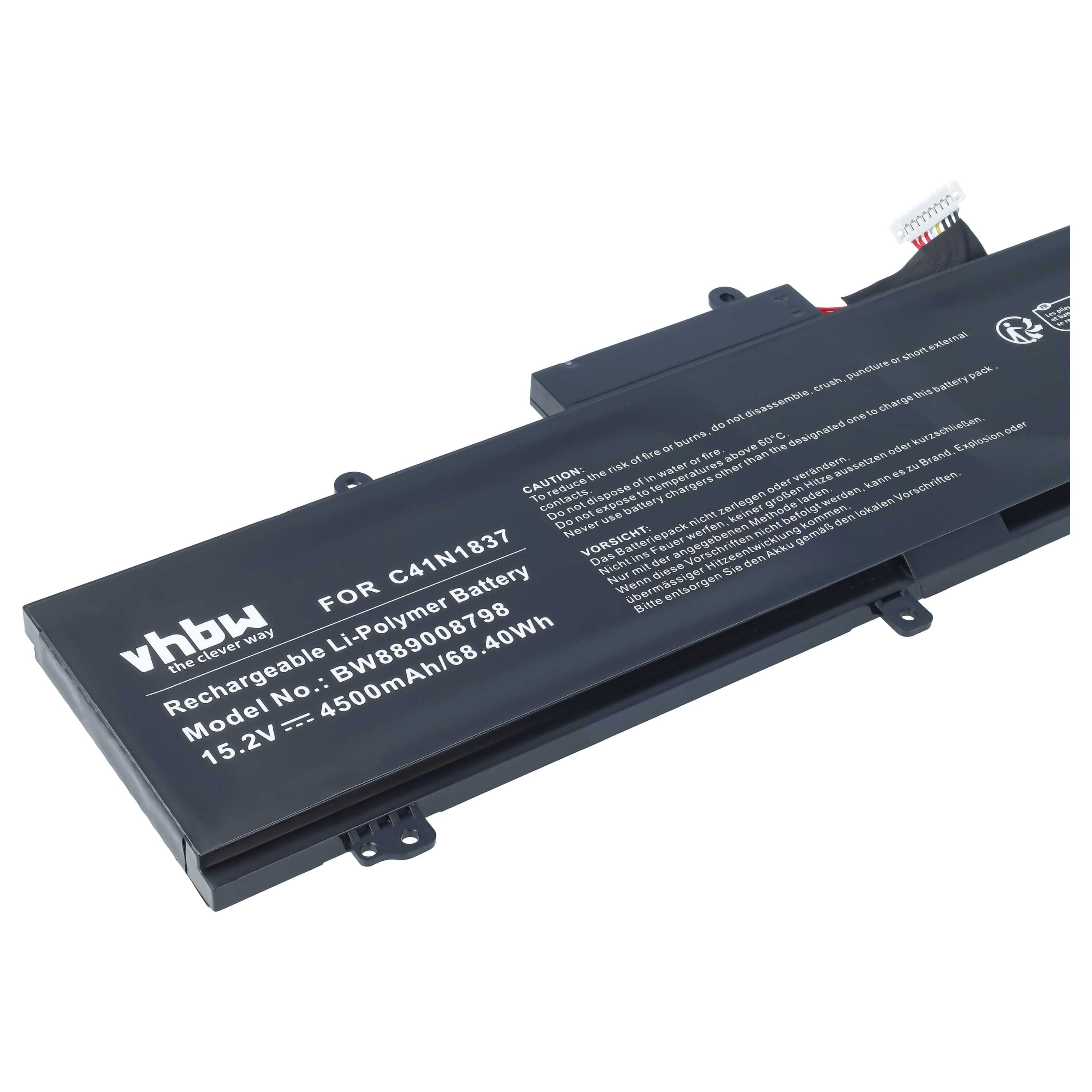 Notebook Battery replaces Asus C41N1837, 0B200-03380100 - 4500 mAh 15.2 V Li-polymer