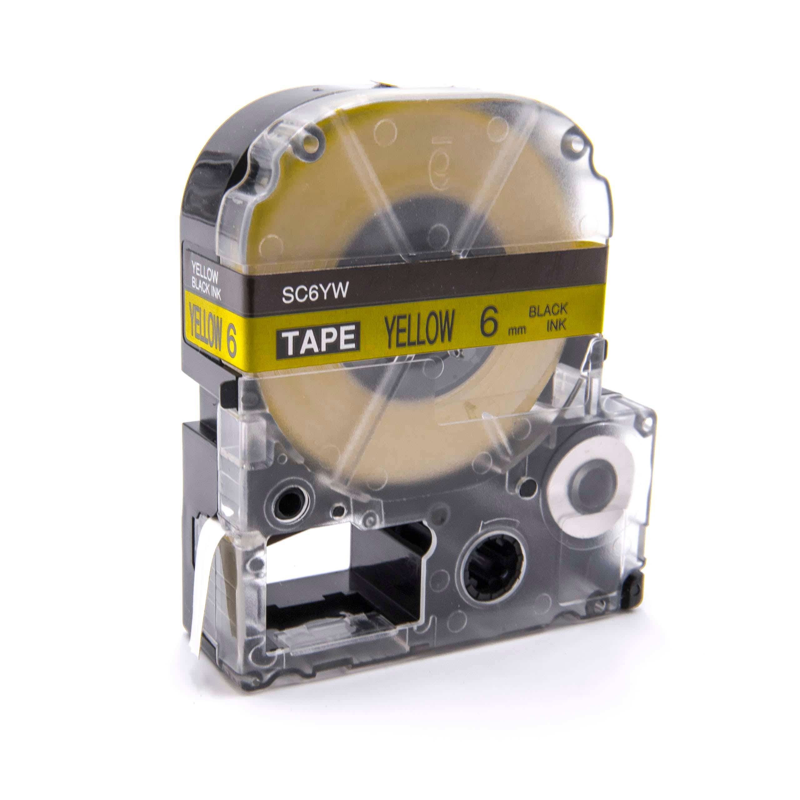 Cassetta nastro sostituisce Epson LC-2YBW per etichettatrice Epson 6mm nero su giallo