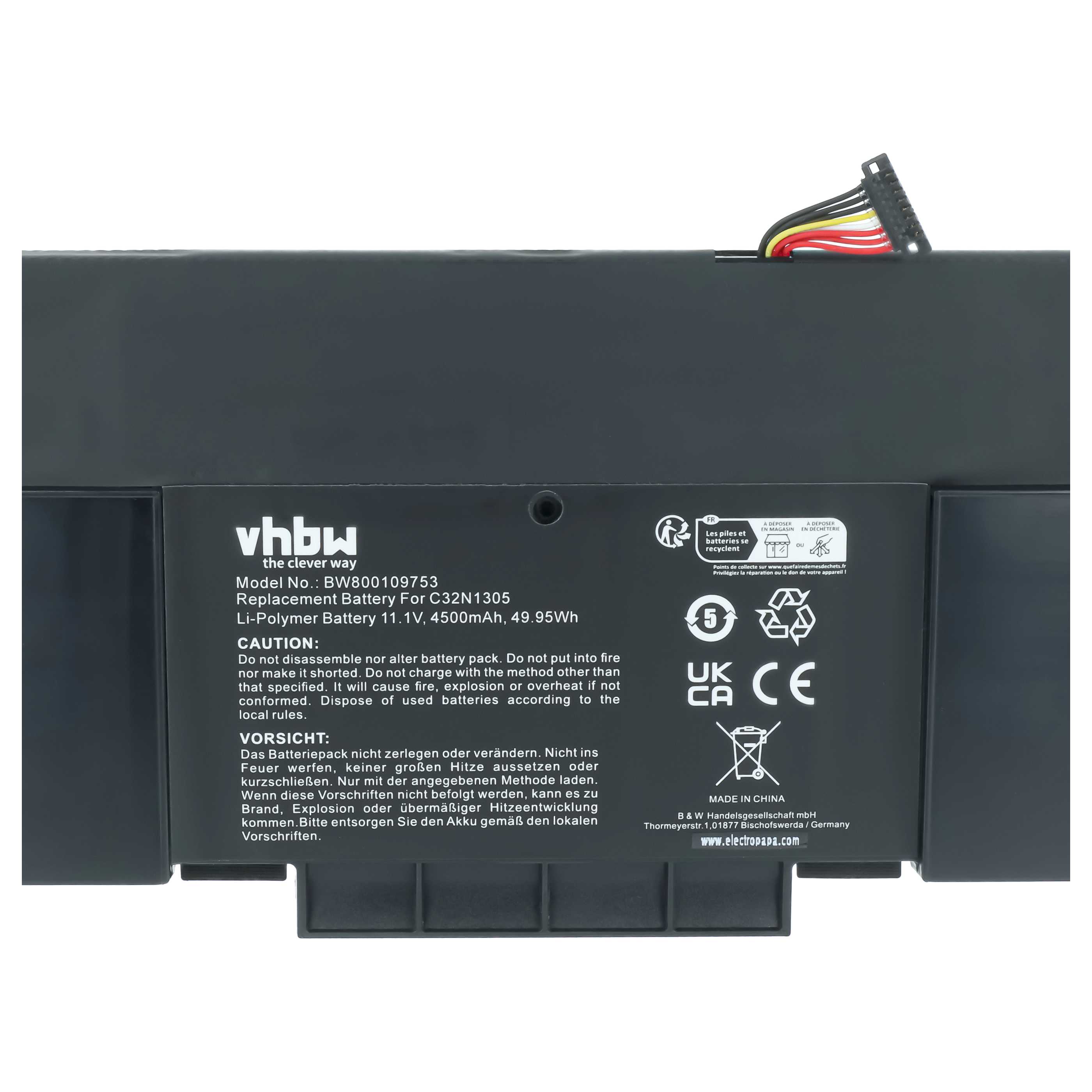 Akumulator do laptopa zamiennik Asus C32N1305, C32N-1305, 0B200-00540000 - 4500 mAh 11,1 V LiPo, czarny