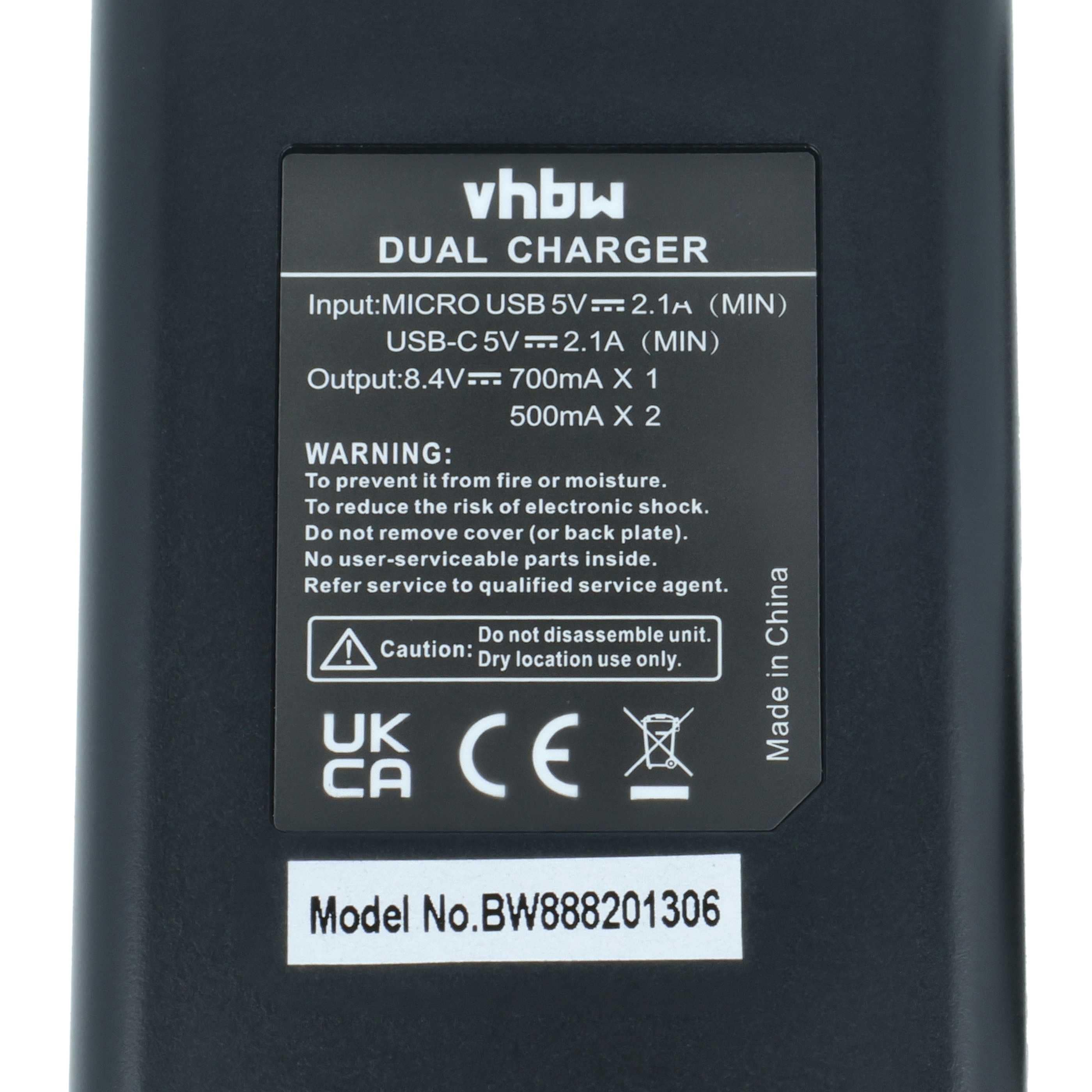 Battery Charger USB-C + Cable USB-C suitable for Leica, Panasonic Lumix Digital Camera etc.