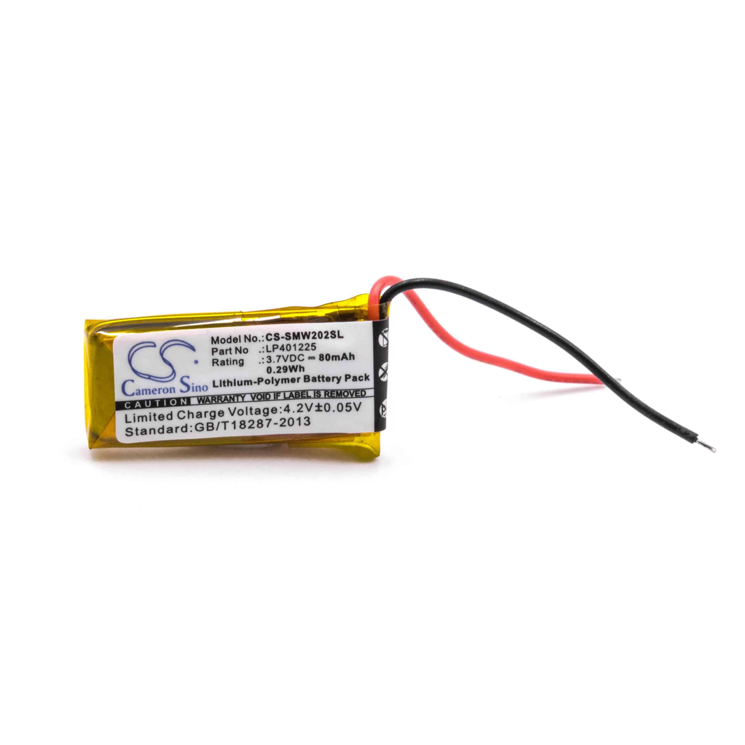 MP3-Player Battery Replacement for Sony LP401225 - 80mAh 3.7V Li-polymer