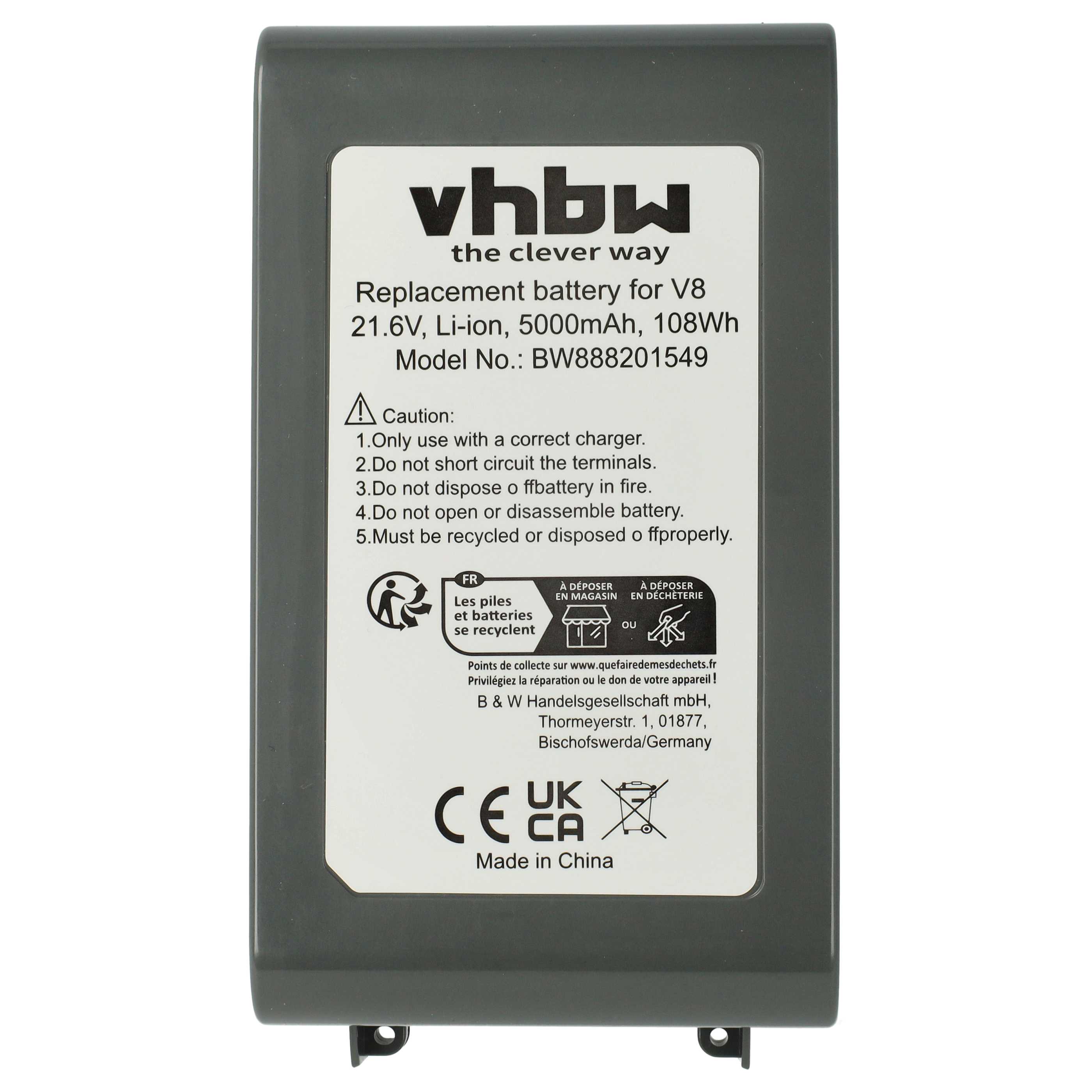 Batterie remplace Dyson 215681, 215967-01/02, 215866-01/02 pour aspirateur Dyson - 5000mAh 21,6V Li-ion