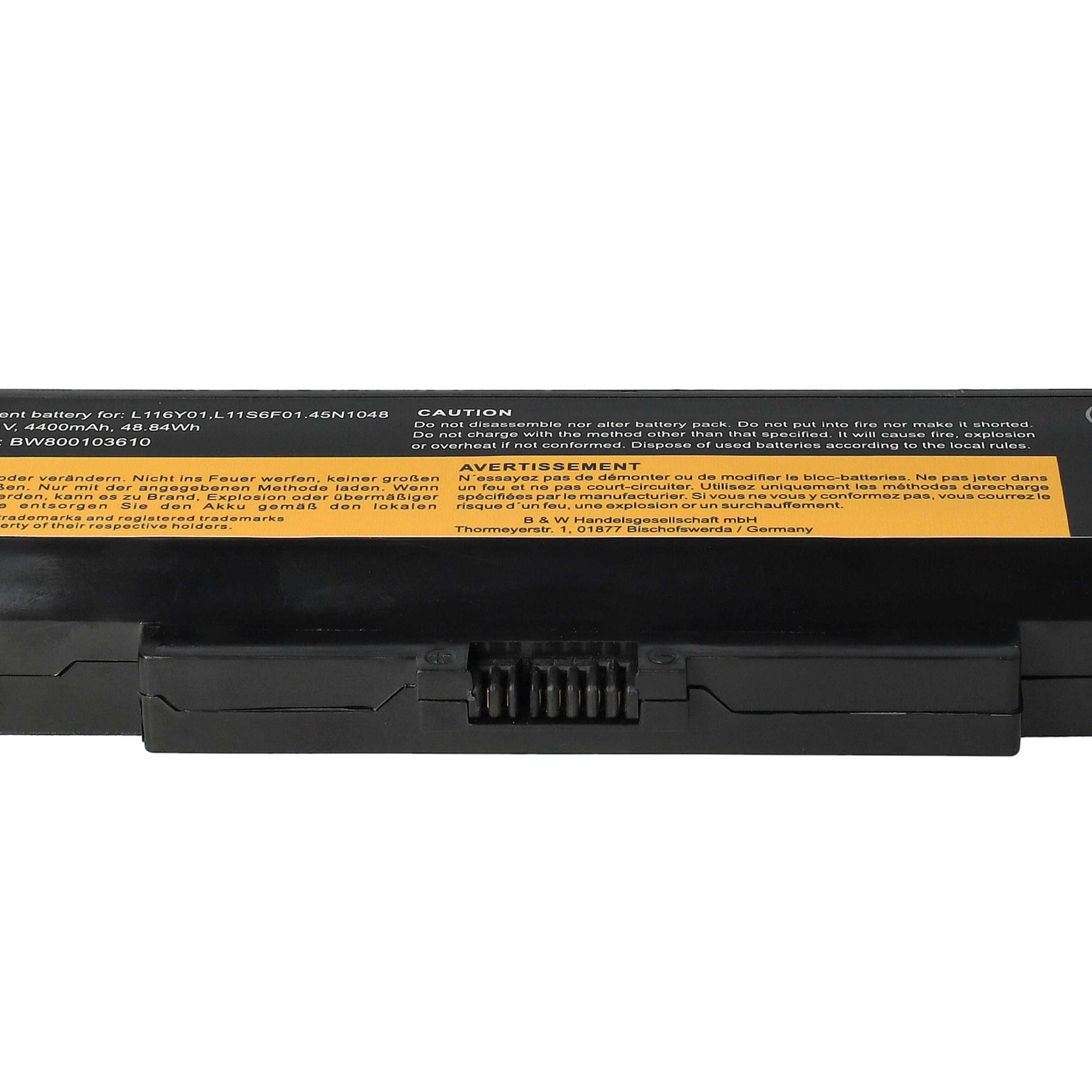 Notebook Battery Replacement for Lenovo 0A36311, 121000675, 121500047 - 4400 mAh 11.1 V Li-Ion, black