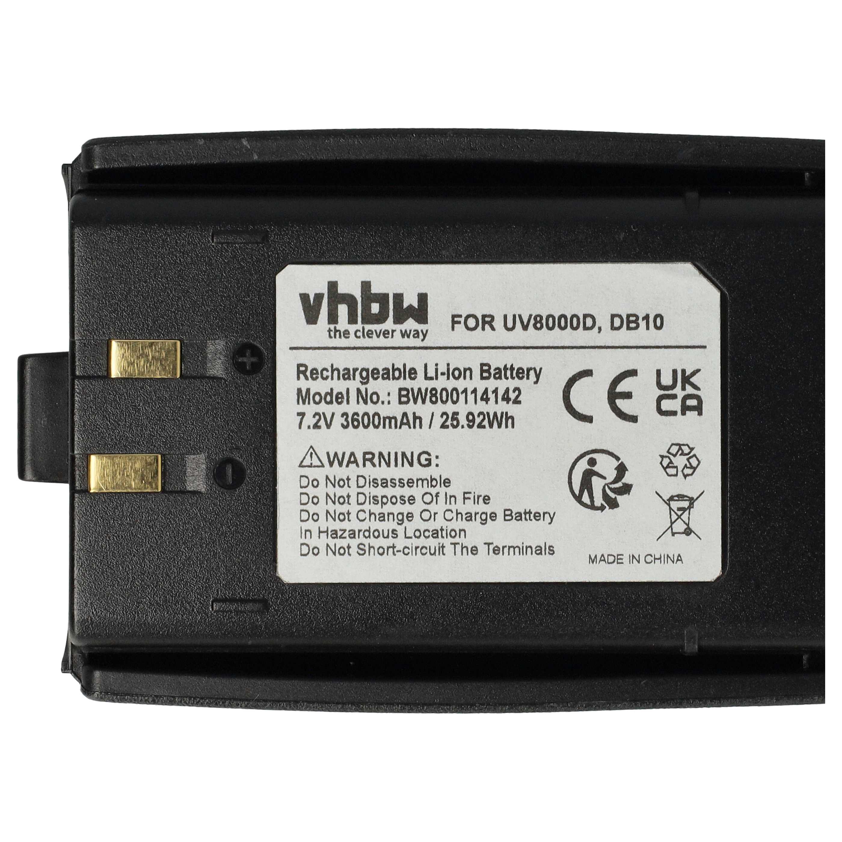 Radio Battery replaces UV8000D, DB10 - 3600 mAh 7.2 V Li-Ion