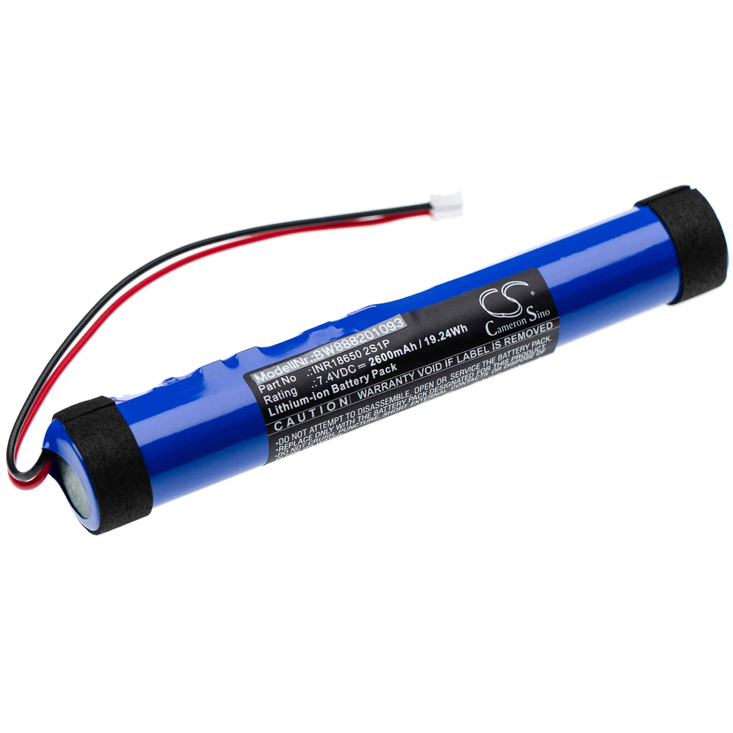  Battery replaces Nyne INR18650 2S1P for NyneLoudspeaker - Li-Ion 2600 mAh