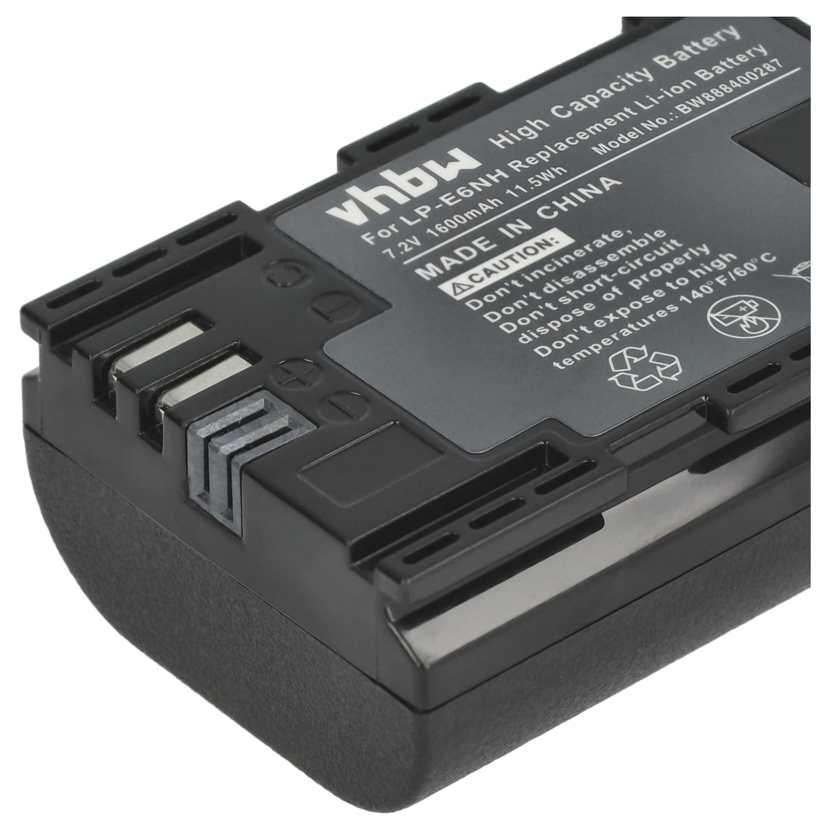 3x Battery replaces Canon LP-E6, LP-E6NH - 1600mAh, 7.2V, Li-Ion