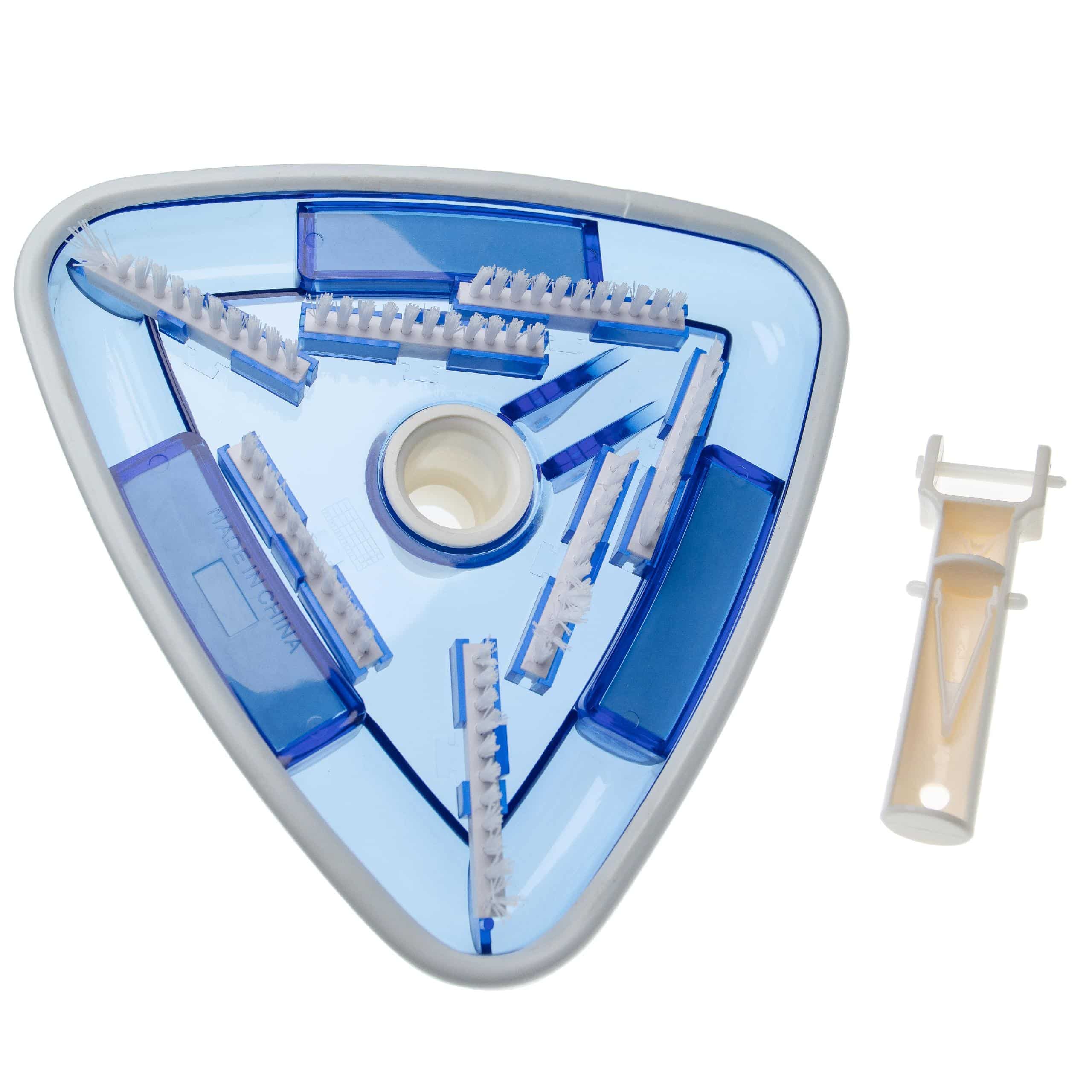vhbw Tête d'aspirateur de piscine, raccord pompe, Skimmer - 32/38mm, triangulaire, blanc / bleu (transparent)