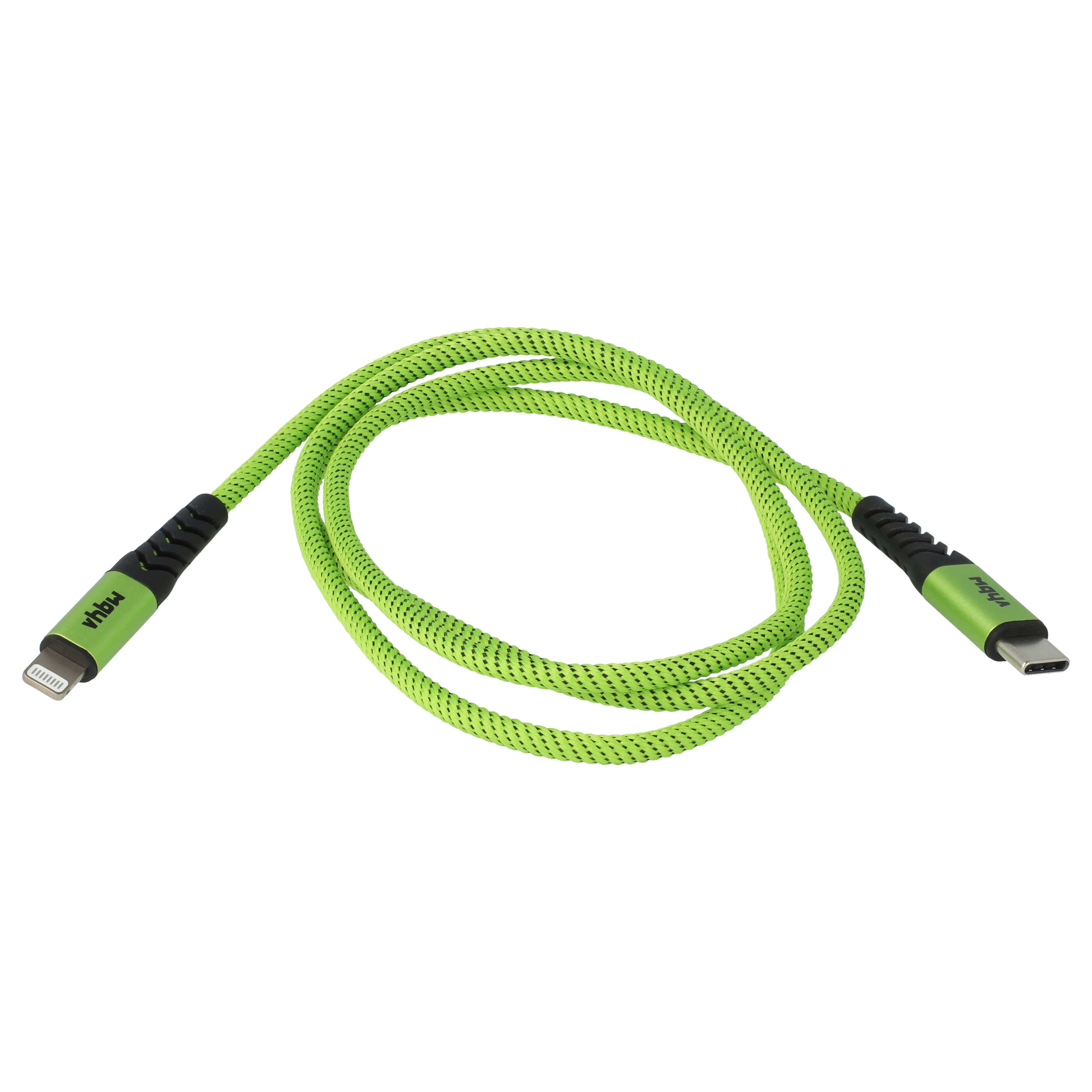 Lightning Cable - USB C, Thunderbolt 3 suitable for 1.Generation Apple iOS - Green Black, 100cm