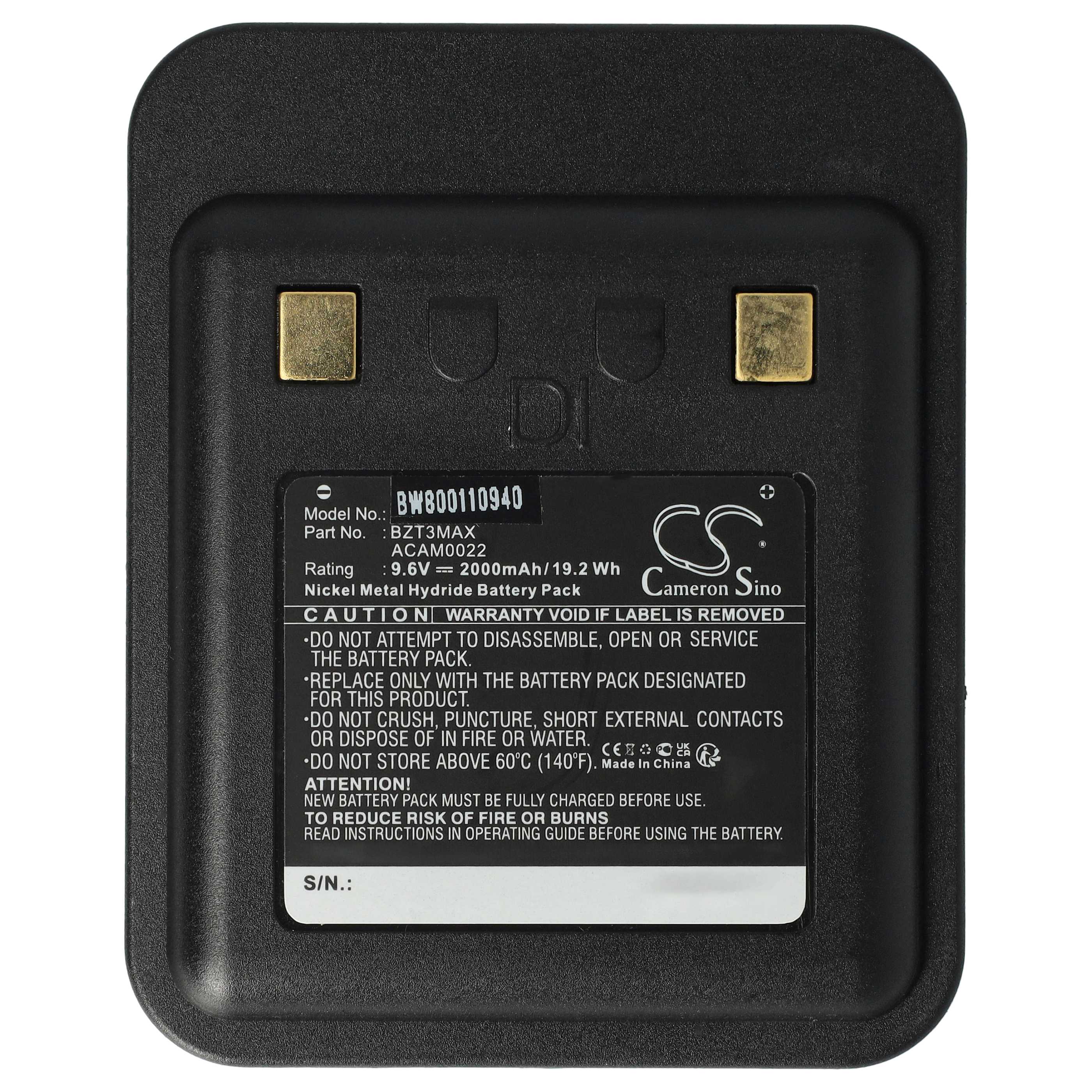 Batería reemplaza ACAM0022 para tecnología médica - 2000 mAh, 9,6 V