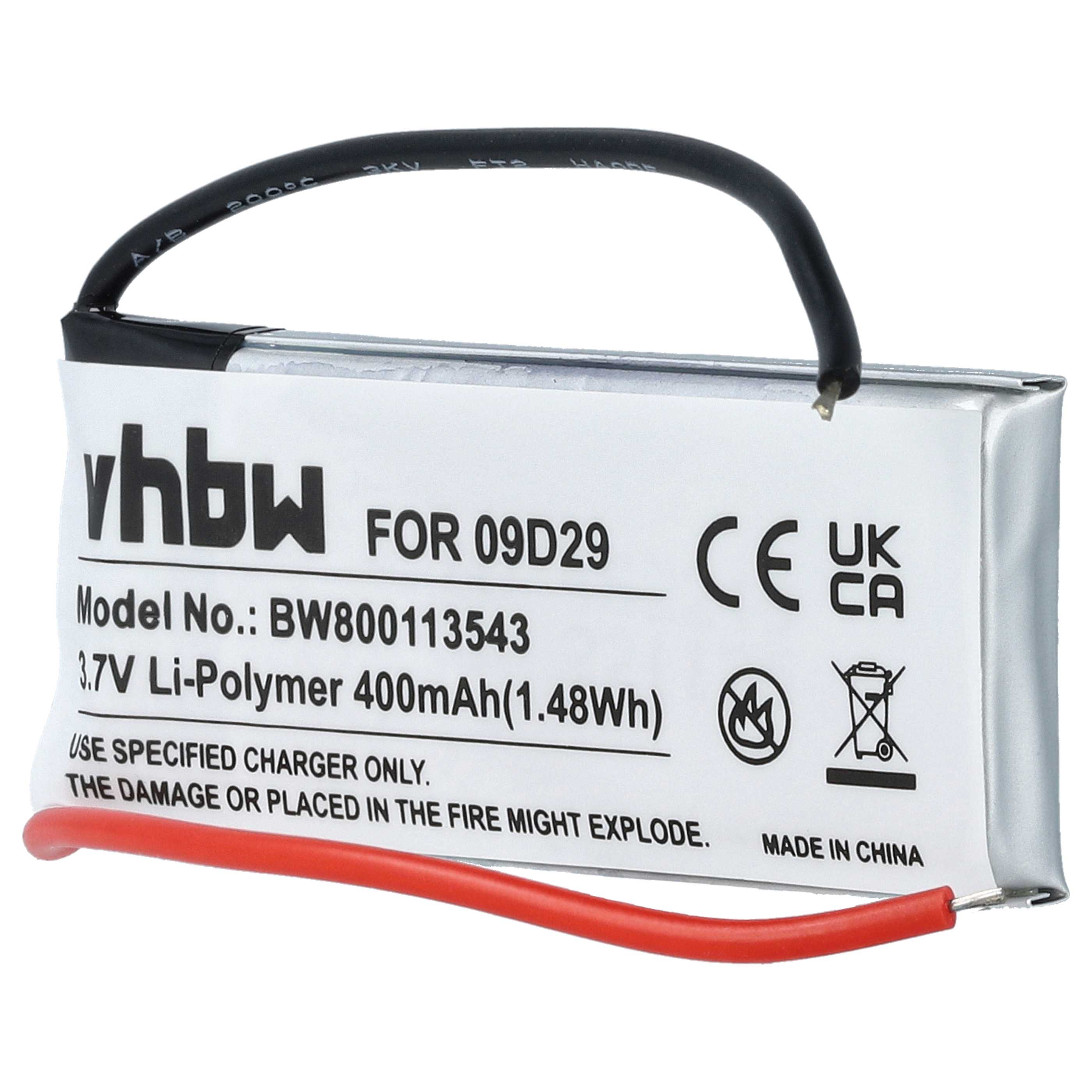 2x Akumulator do słuchawek bezprzewodowych zamiennik 09D29, H452050, BAT00008 - 400 mAh 3,7 V LiPo
