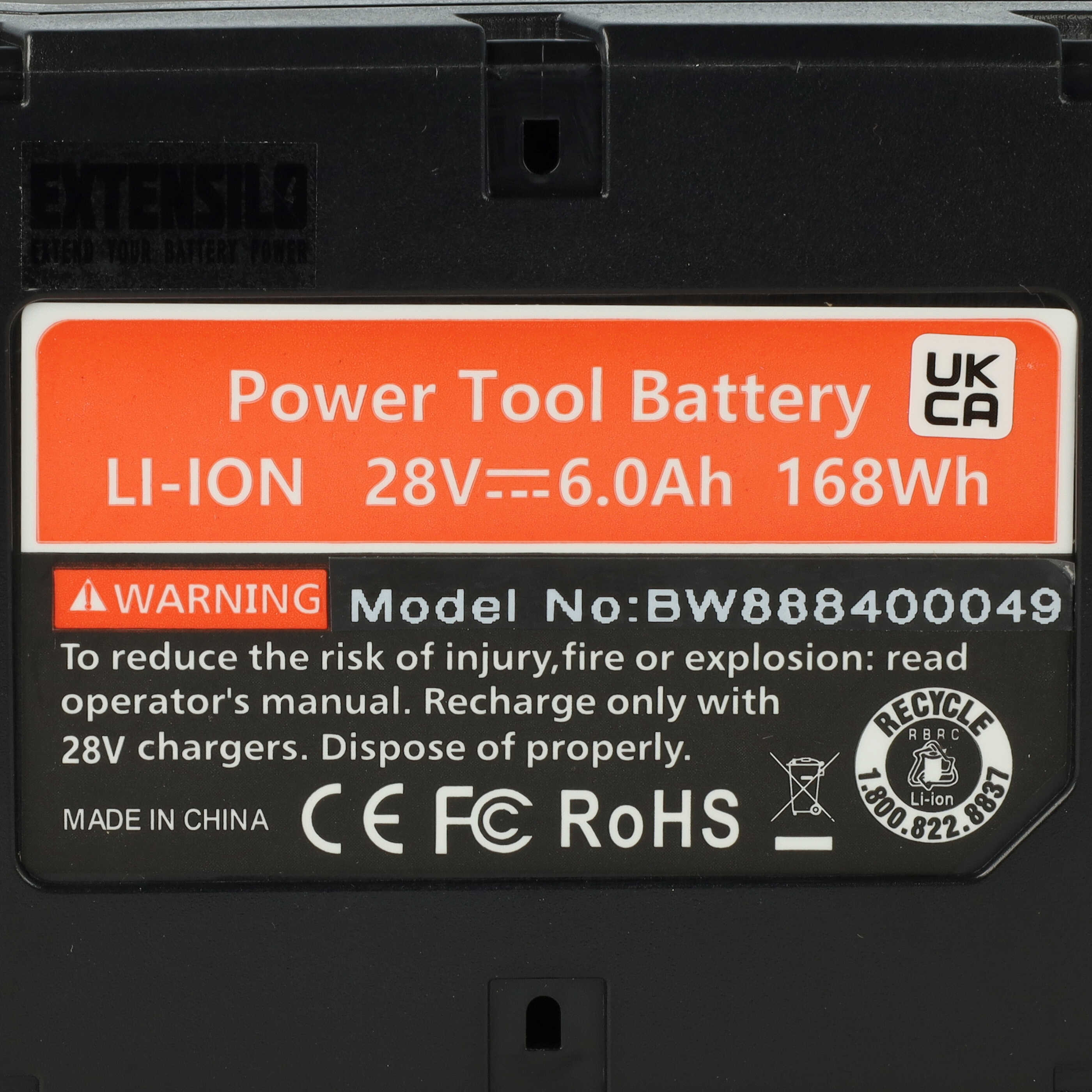 Battery replaces AEG Milwaukee M28 Electric Power Tool - 6000 mAh, 28 V, Li-Ion