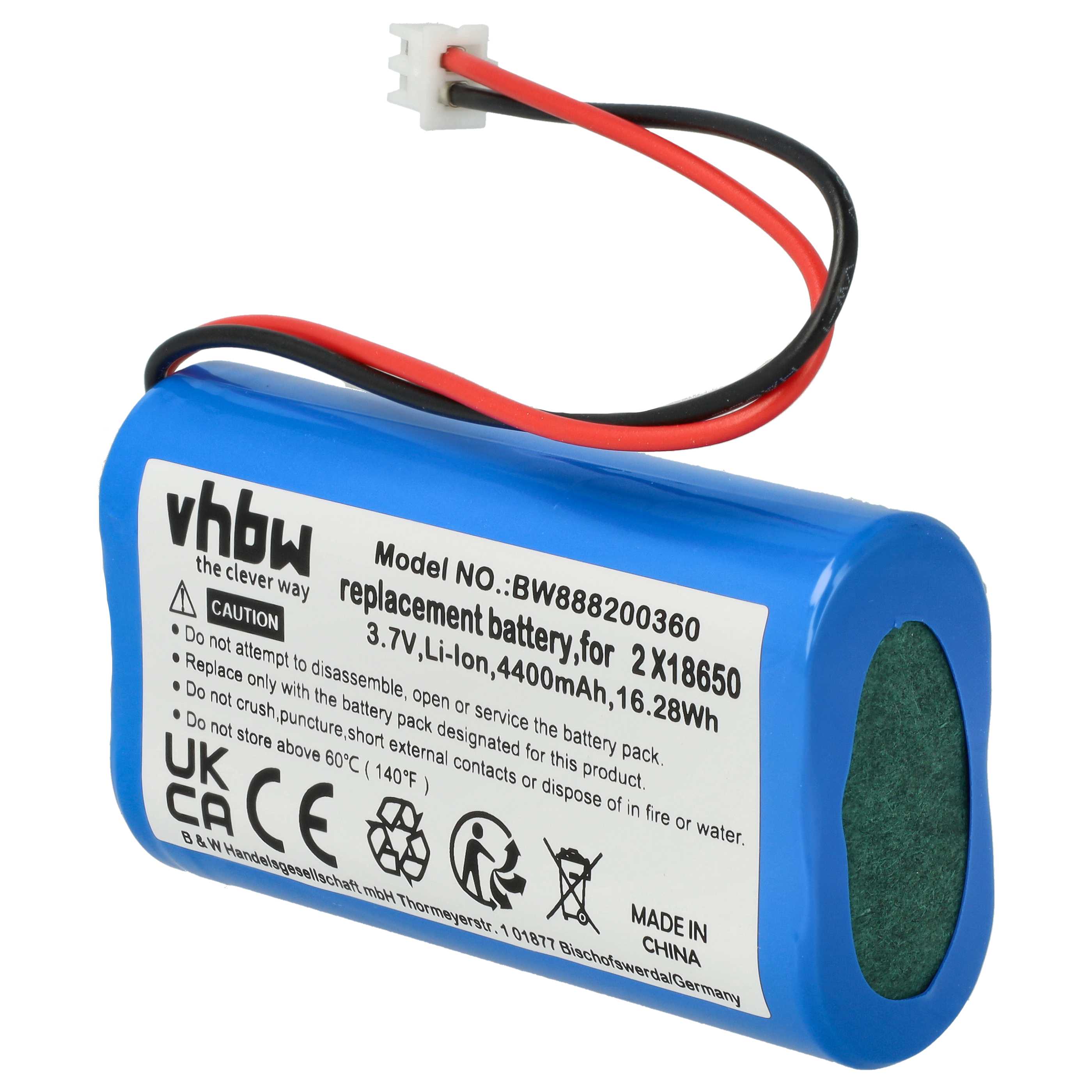 2x Akku für Sigor Nuindie, Numotion, Villeroy & Boch Seoul 2.0, Zafferano Poldina - 4400mAh 3,7V Li-Ion