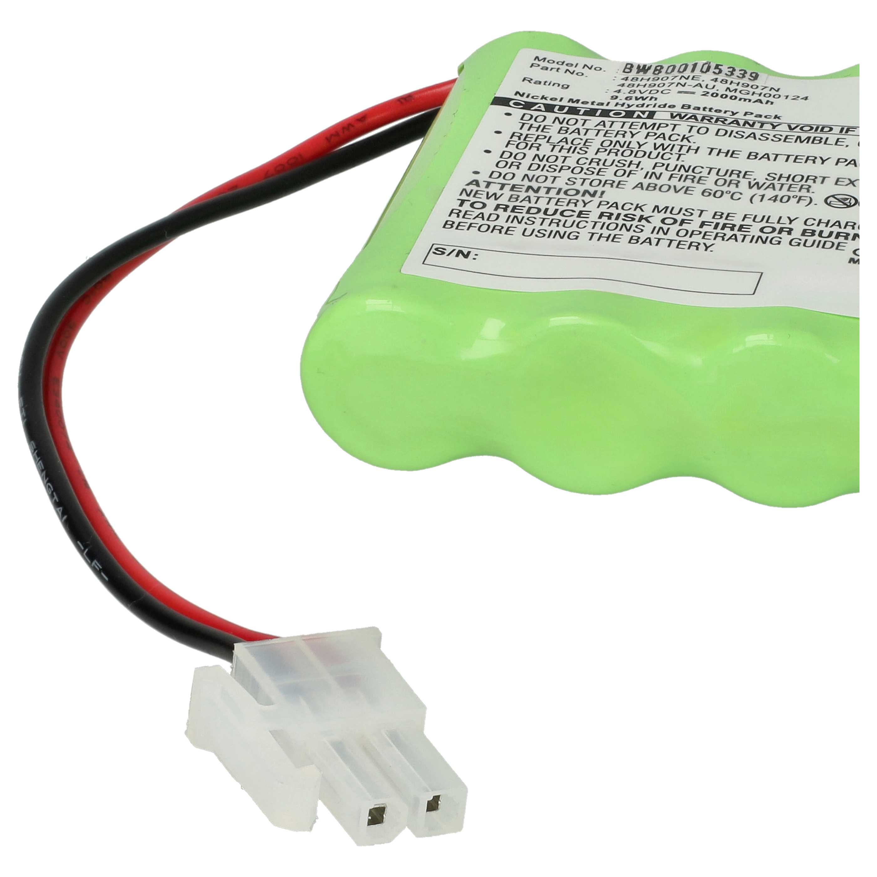 Batería reemplaza Omron 48H907N-AU, 48H907N, MGH00124, 48H907NE para tecnología médica (2000 mAh, 4,8 V, NiMH)