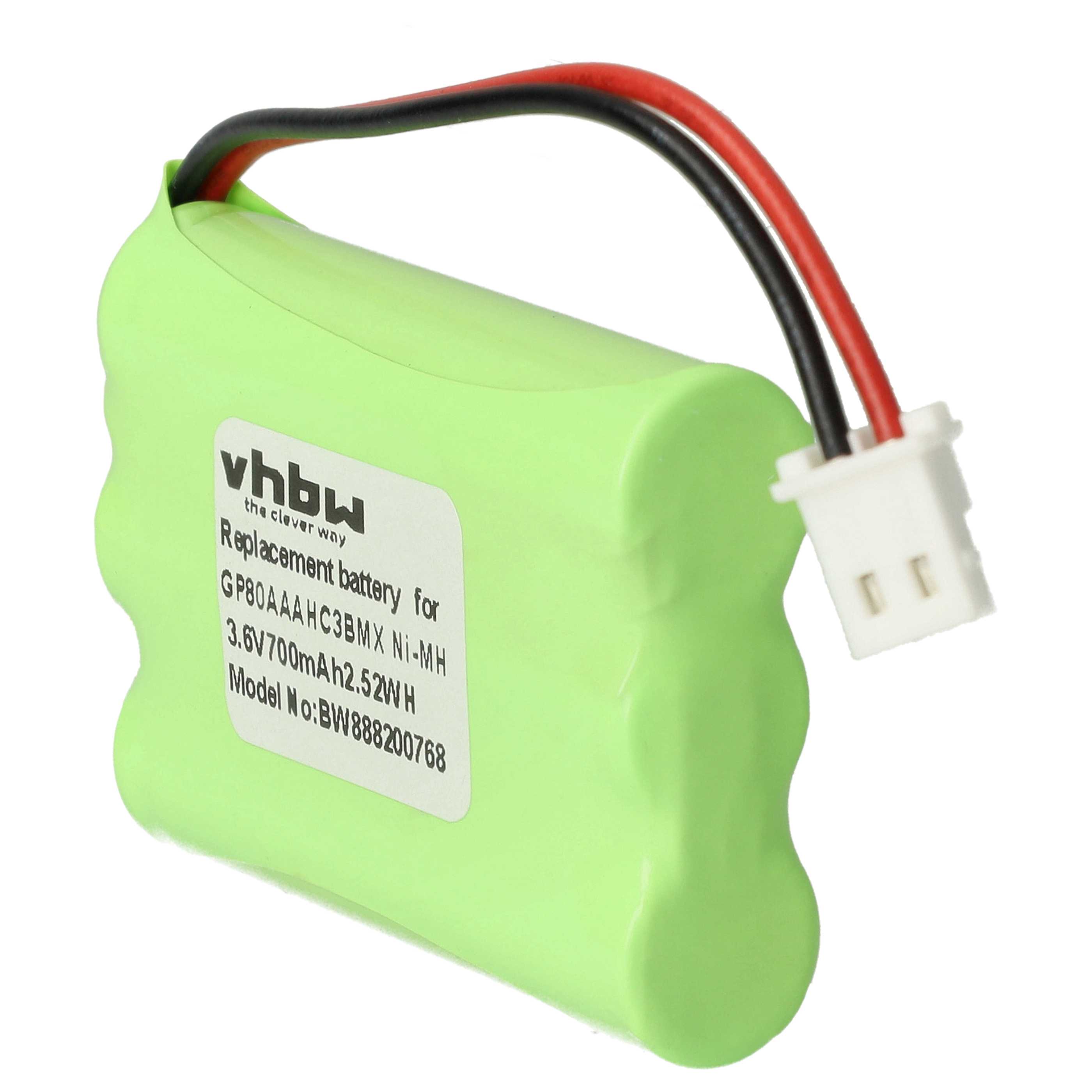 Batteria sostituisce Motorola HRMR03, GP80AAAHC3BMX per babyphone FisherPrice - 700mAh 3,6V NiMH