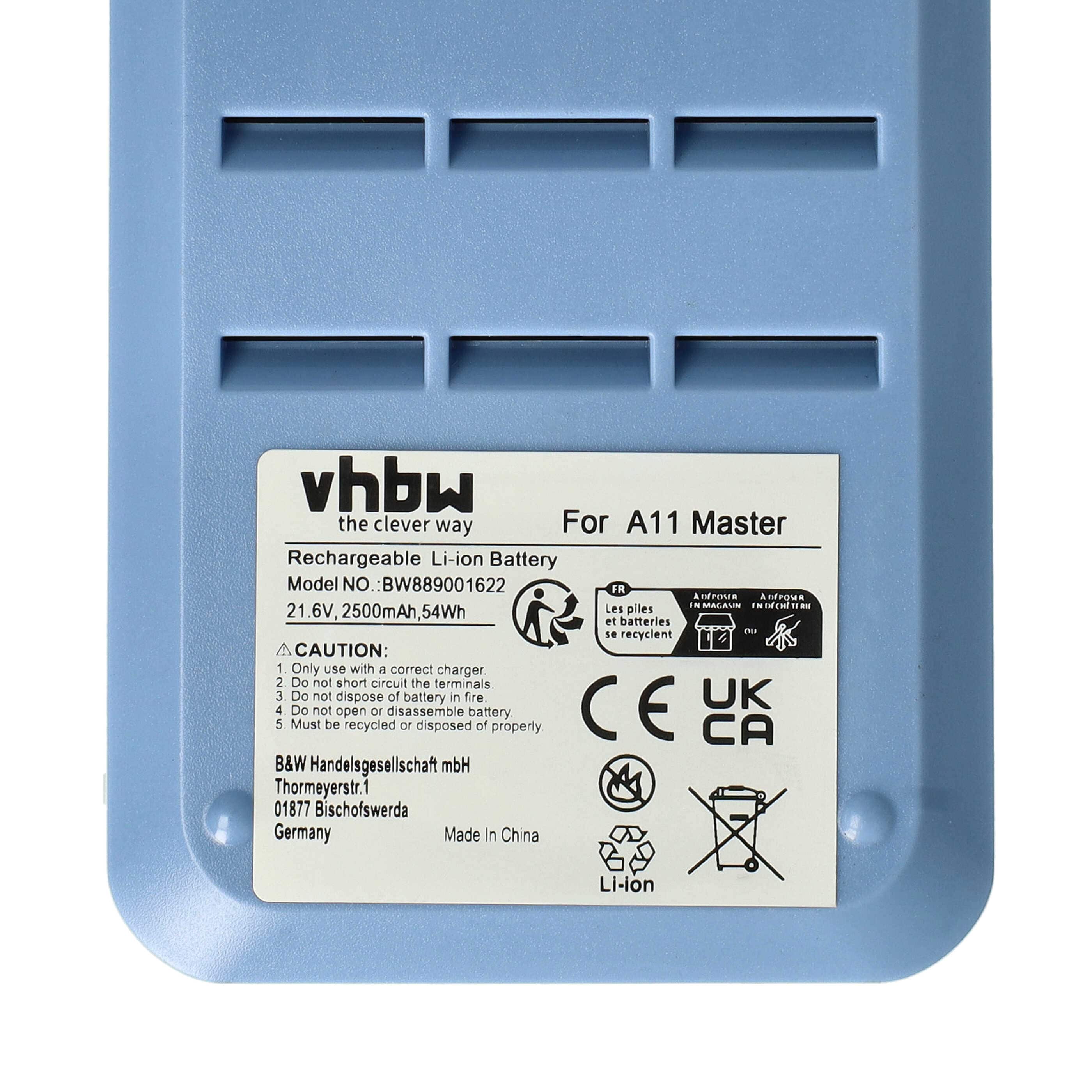 Battery replaces Tineco A11-07 for Tineco 2500mAh, 21.6V, Li-Ion