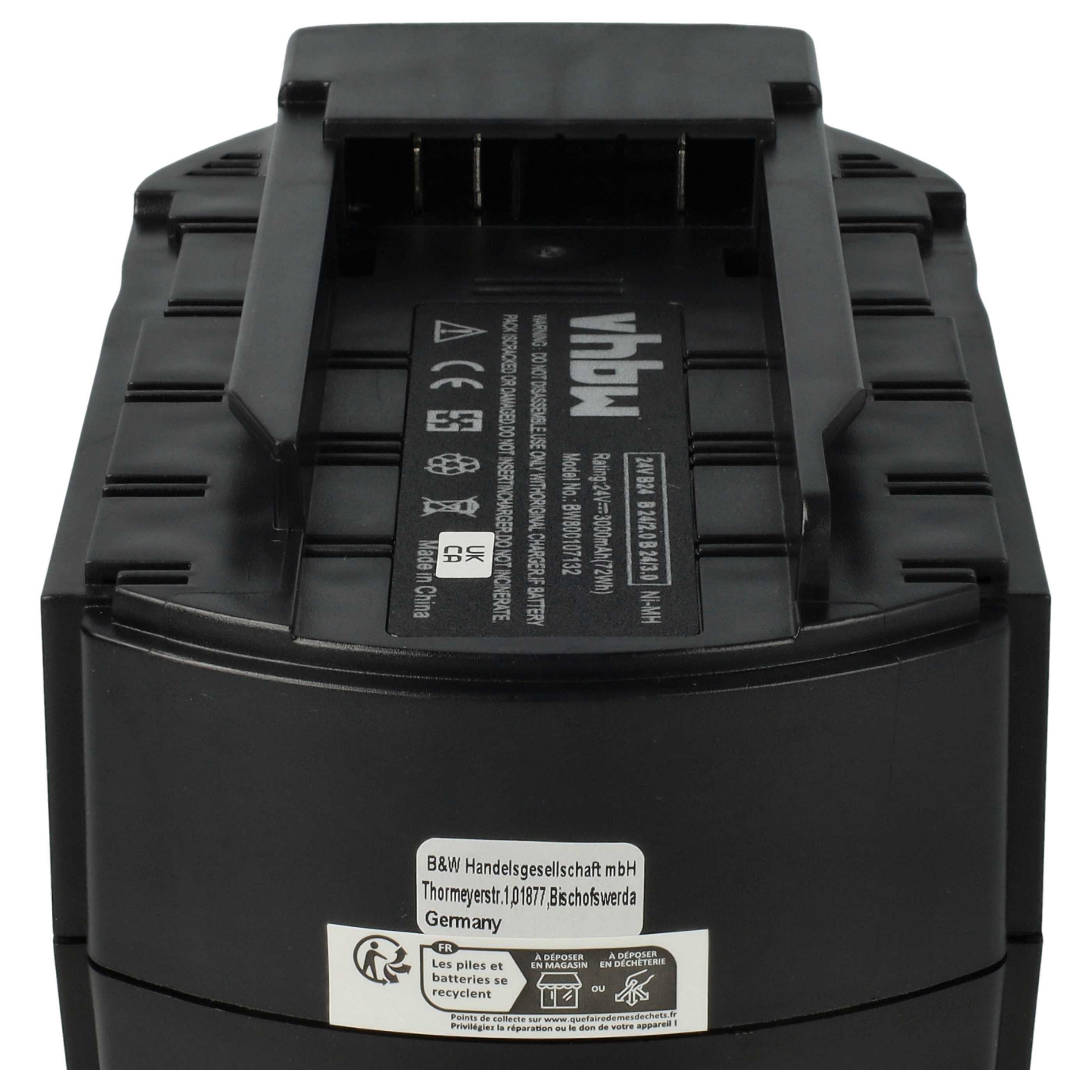 3x Battery replaces Hilti B24, B 24/3.0, B 24/2.0 Electric Power Tool - 3000 mAh, 24 V, NiMH