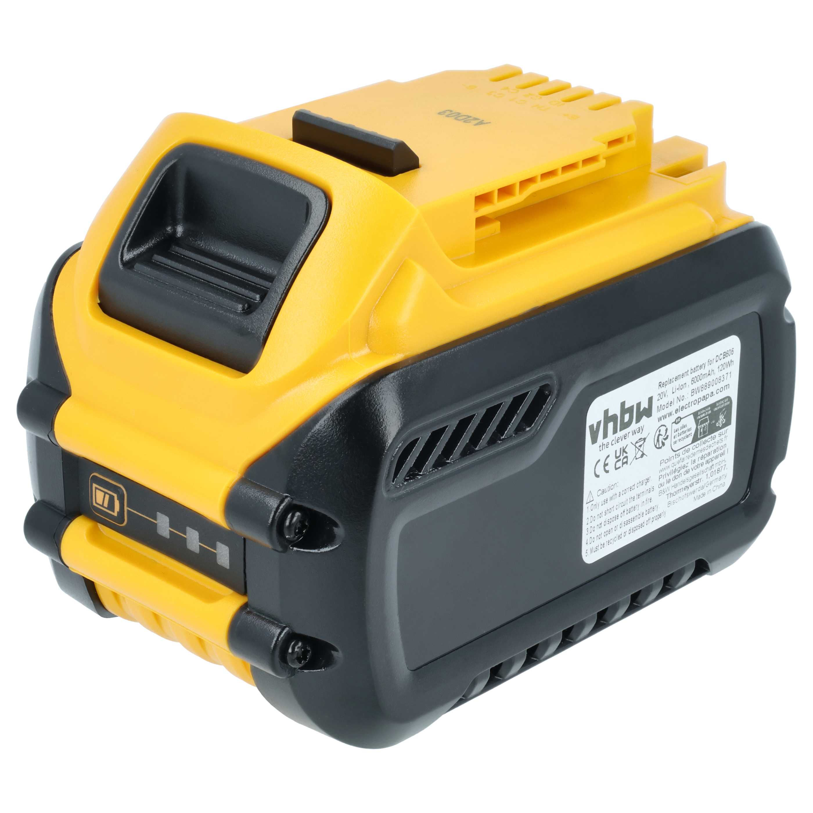 Akku 20V als Ersatz für Dewalt DCB606 - 6000mAh, Li-Ion