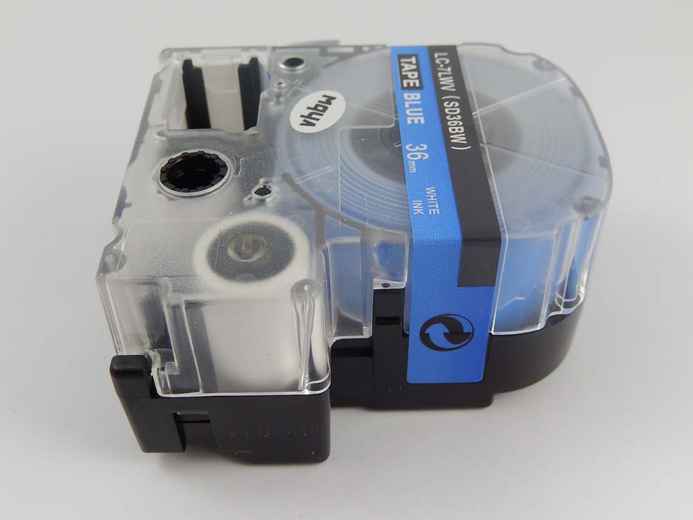 Label Tape as Replacement for Epson LC-7LWV - 8 mm White to Blue