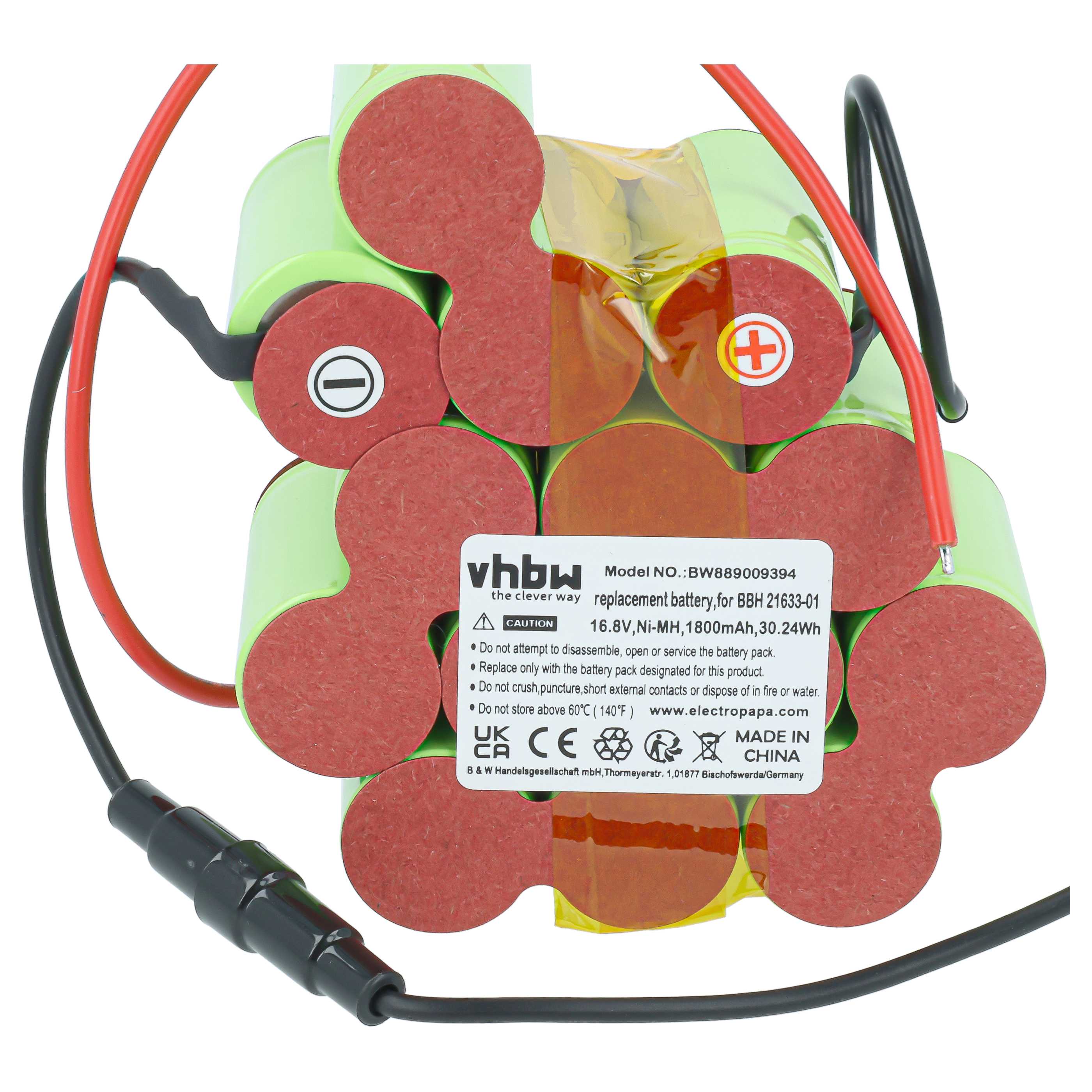 Akku für Staubsauger wie Bosch BBH 21633-01, ersetzt 11008880, Ni-MH, 16.8 V, 1800 mAh