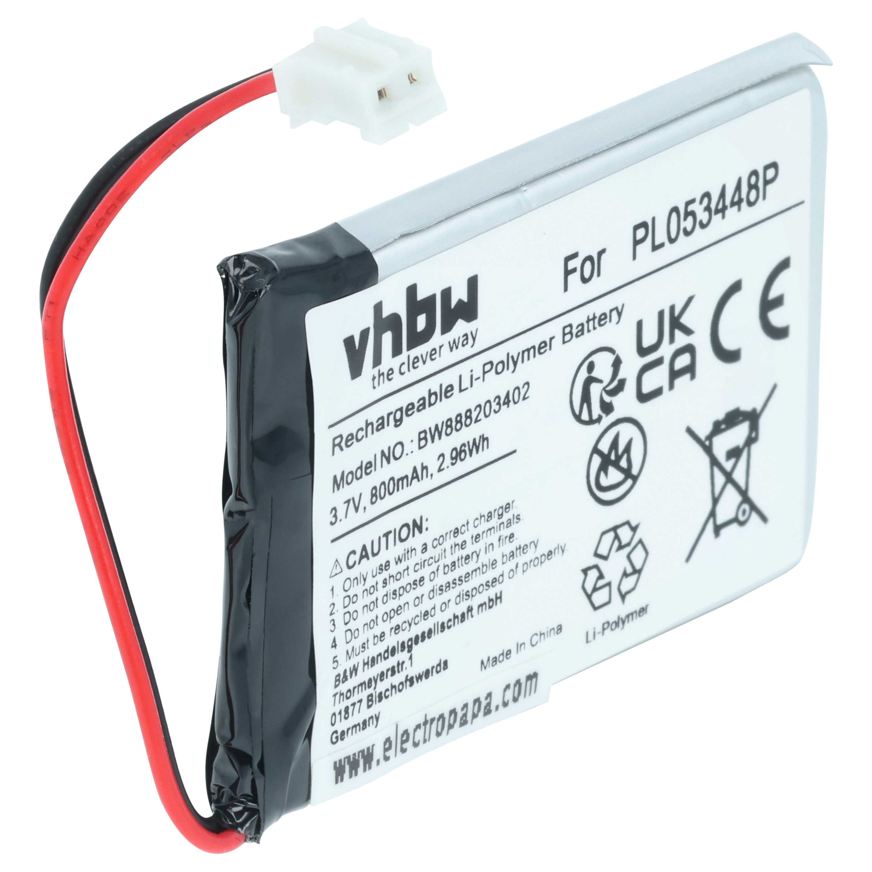 Batería reemplaza Nolan PL053448P para casco de moto - 800 mAh 3,7 V Li-poli