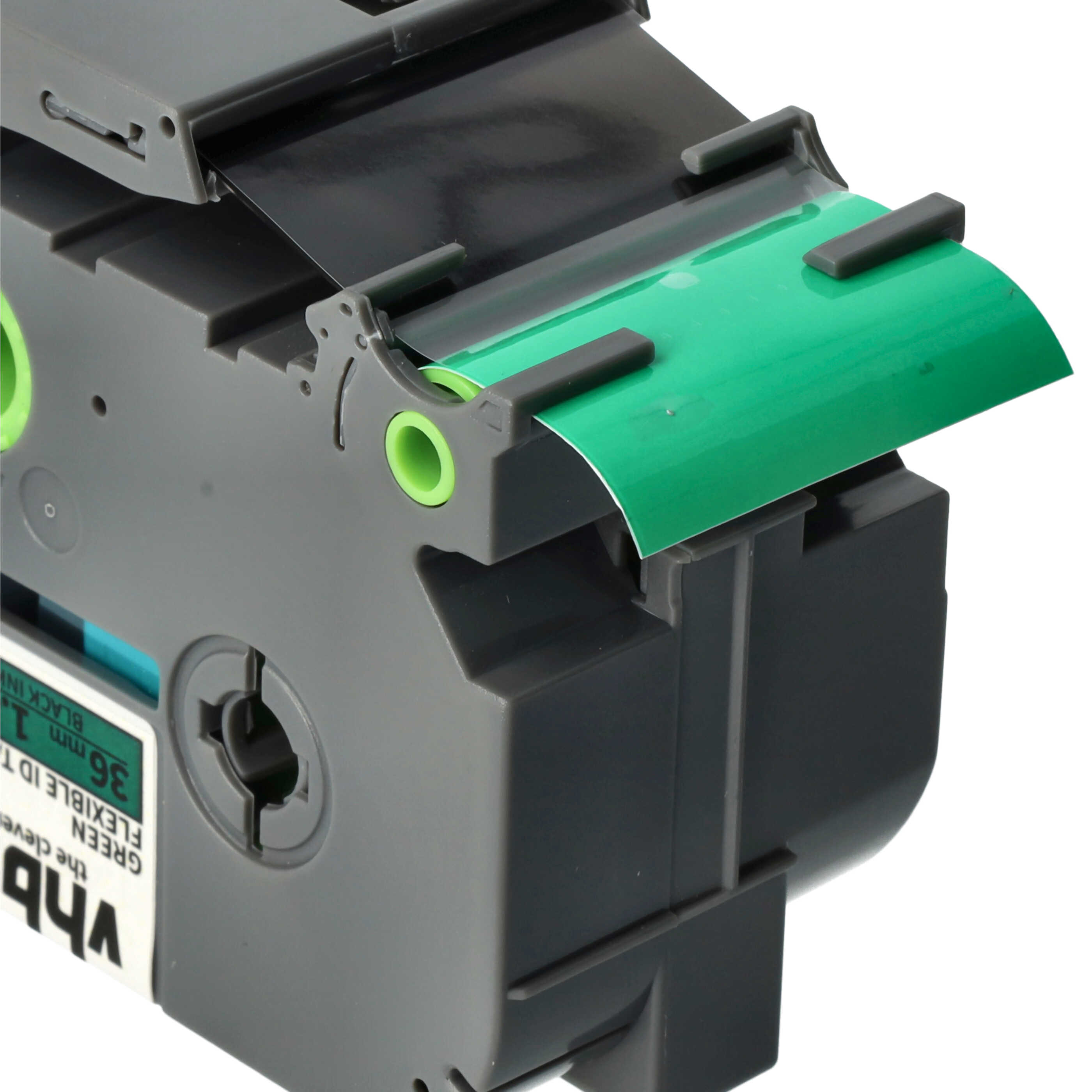 Label Tape as Replacement for Brother TZ-FX761, TZE-FX761, TZeFX761, TZFX761 - 36 mm Black to Green, Flexible