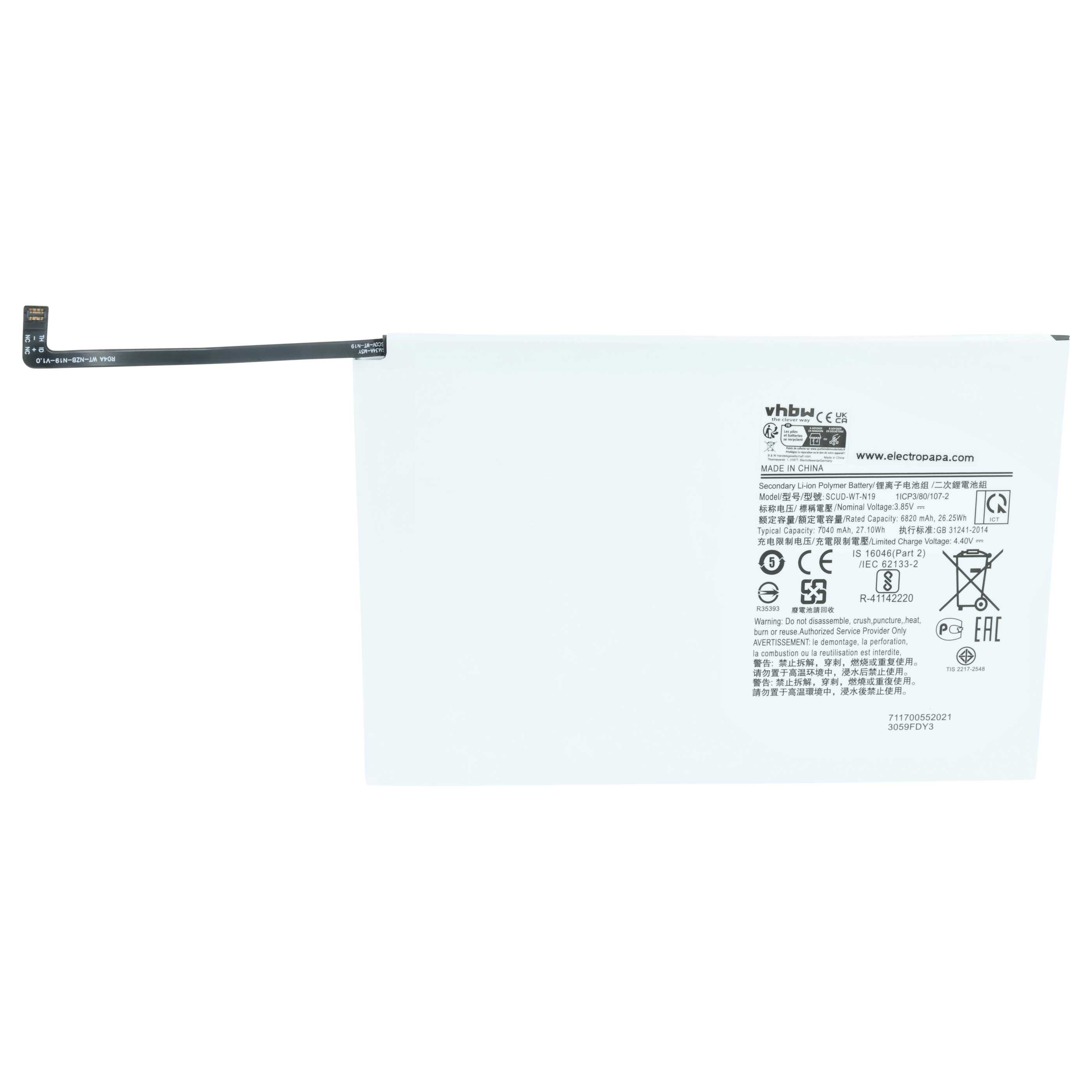 Batteria per tablet sostituisce Samsung SCUD-WT-N19 - 6800mAh 3,85V Li-Poly