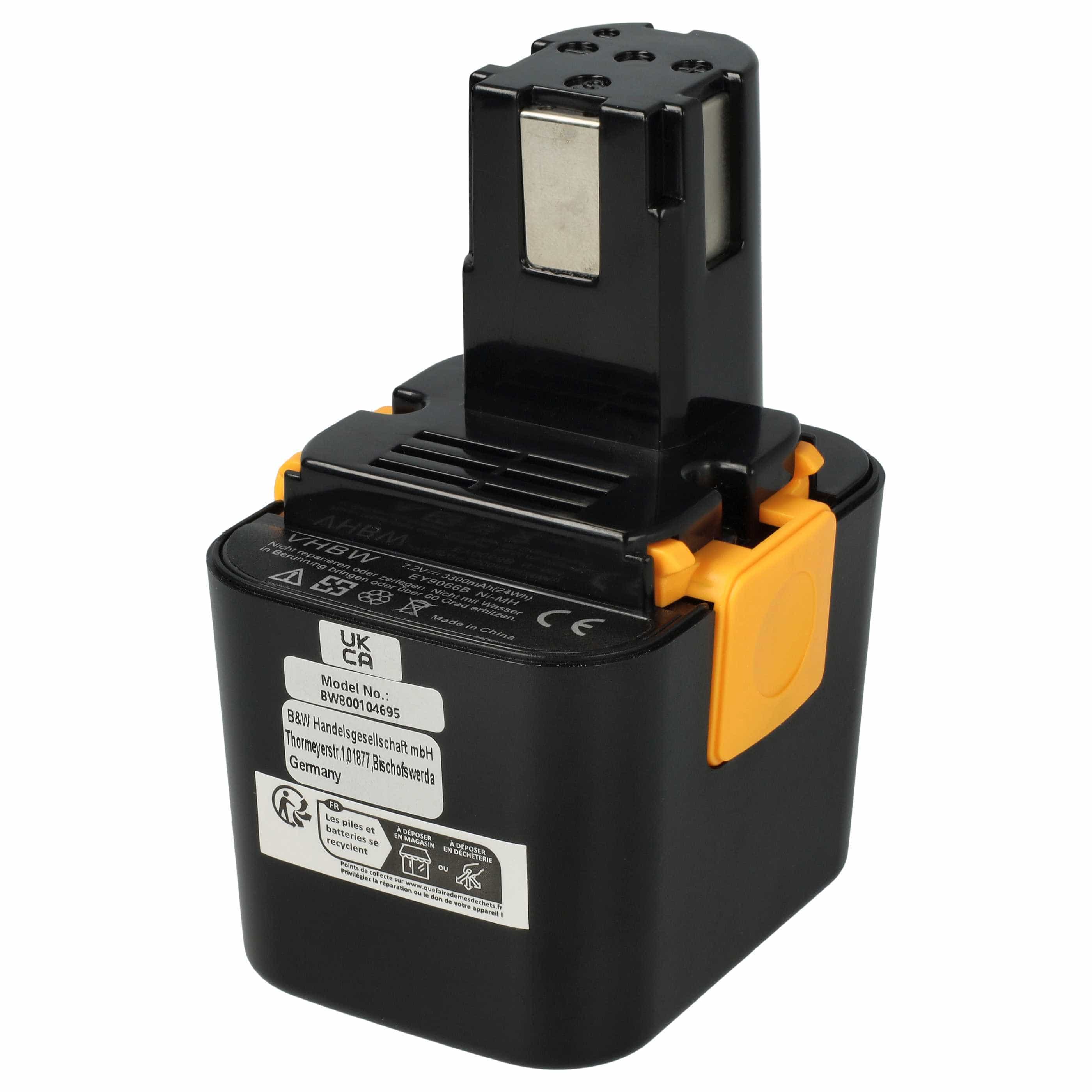 Battery replaces Panasonic BCP-EY9065, EY9065, EY9066B, EY9166 Electric Power Tool - 3300 mAh, 7.2 V, NiMH