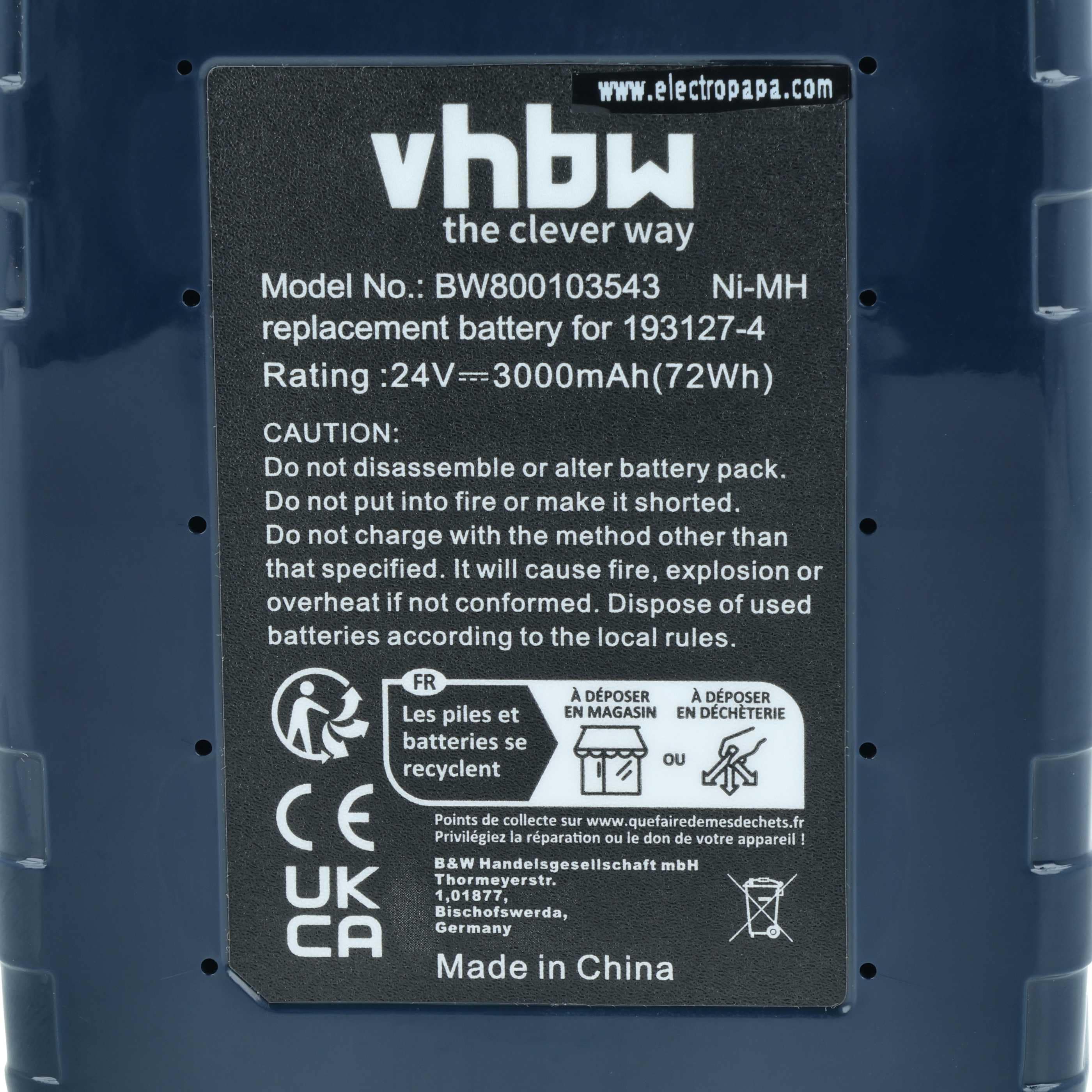 Battery replaces Makita 193128-2, 193130-5, 193127-4, 193131-3 Electric Power Tool - 3000 mAh, 24 V, NiMH