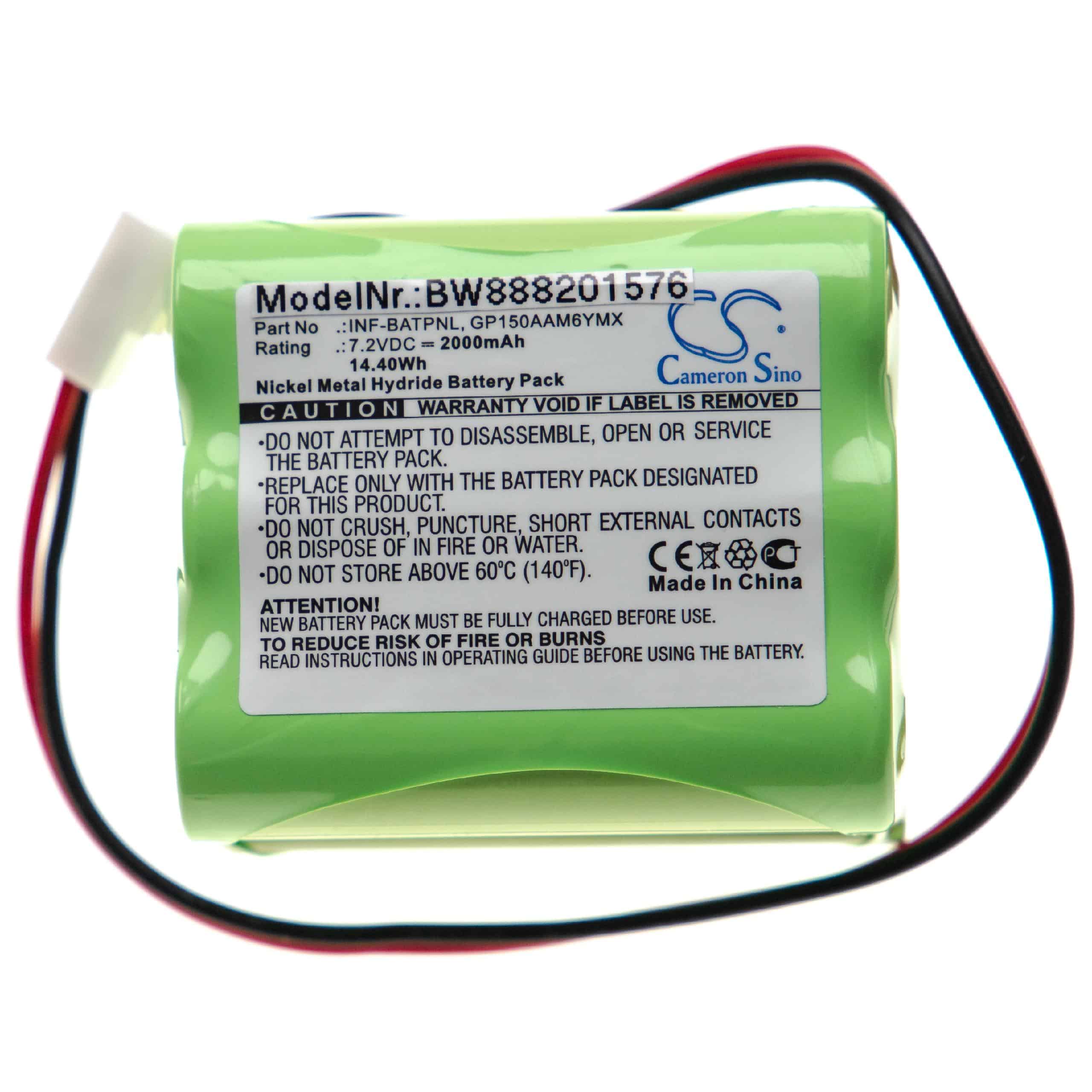 Batterie remplace ESP / Marmitek 11AAAH6YMX, GP150AAM6YMX pour centrale d'alarme - 2000mAh 7,2V NiMH