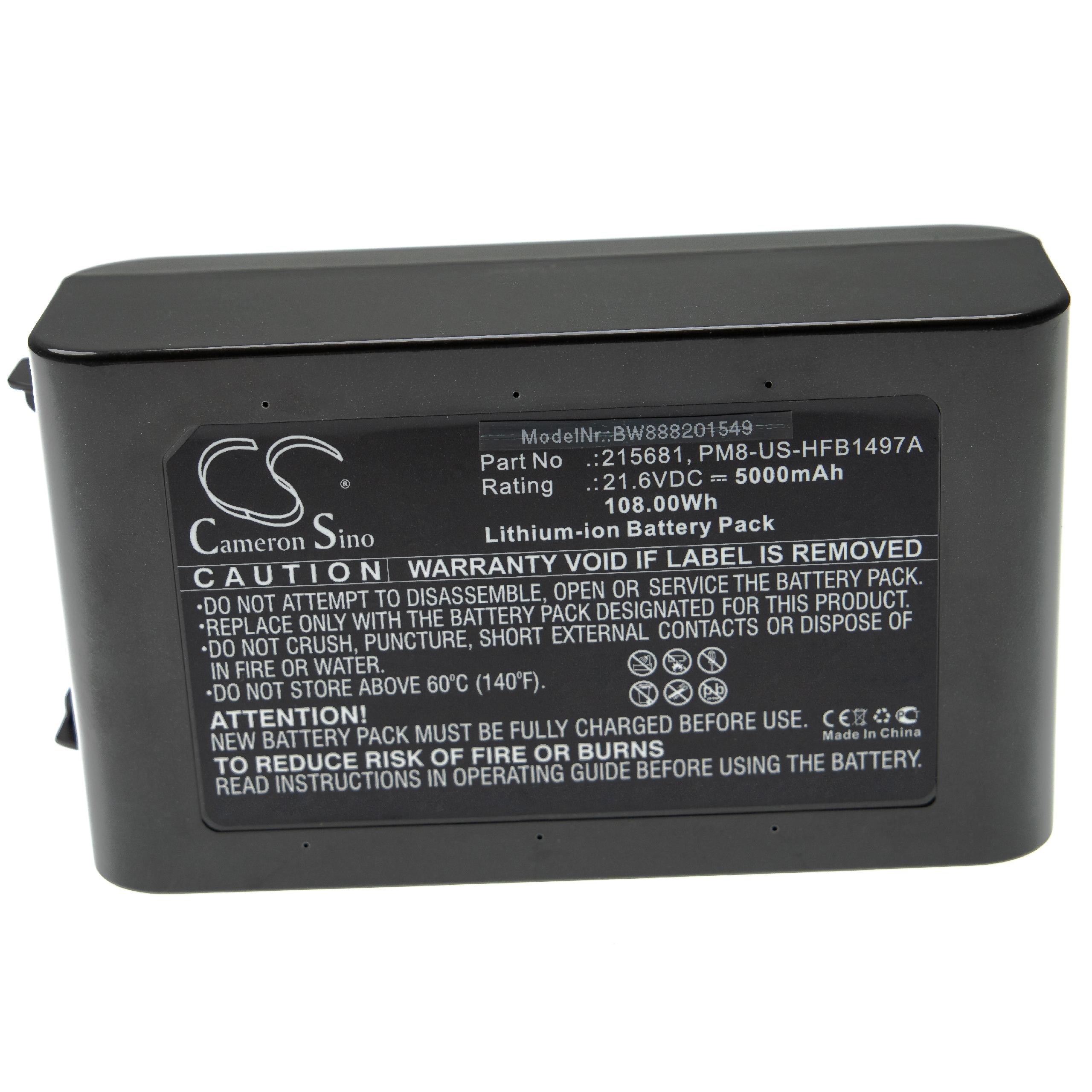 Batteria sostituisce Dyson 215681, 215866-01/02 per aspirapolvere Dyson - 5000mAh 21,6V Li-Ion grigio